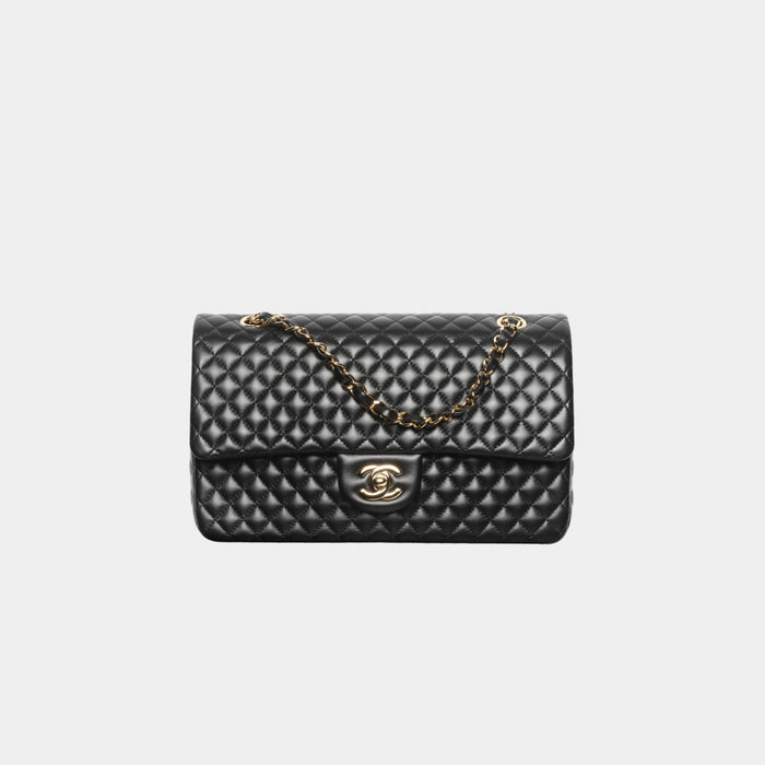 Chanel Classic 11.12 Handbag in black lambskin, gold-tone hardware