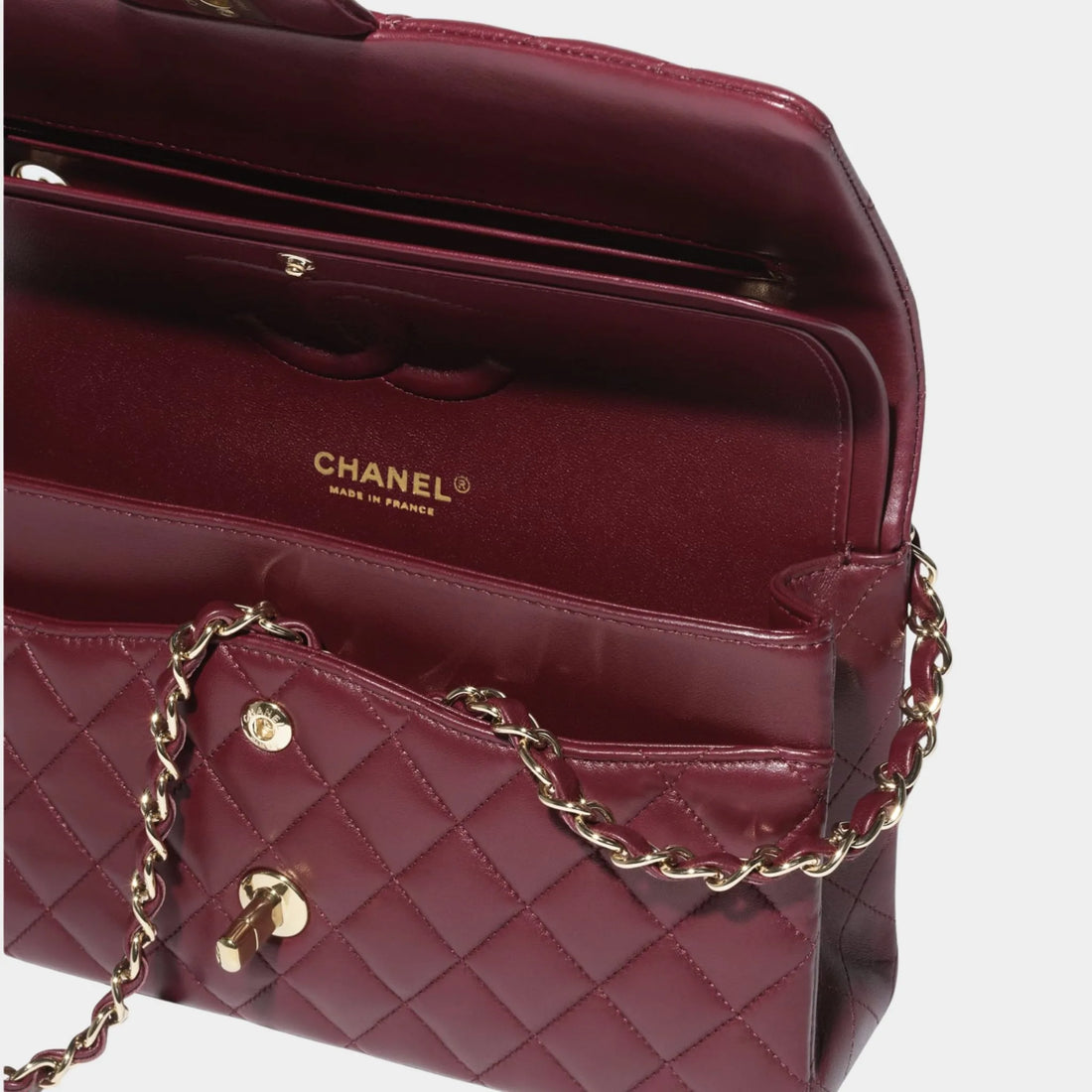 Classic 11.12 Handbag Lambskin, Burgundy, Inside