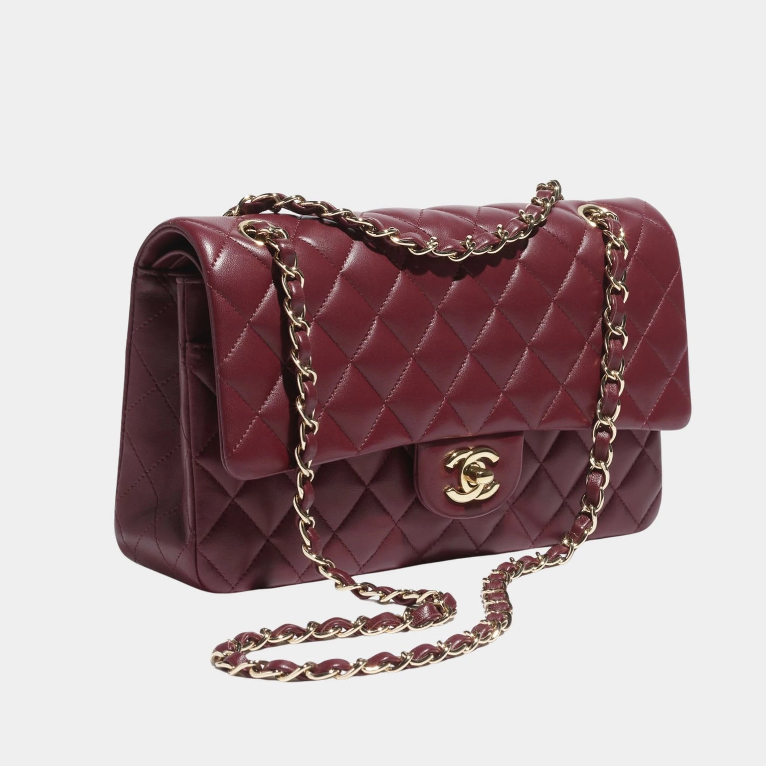 Classic 11.12 Handbag Lambskin, Burgundy, Side