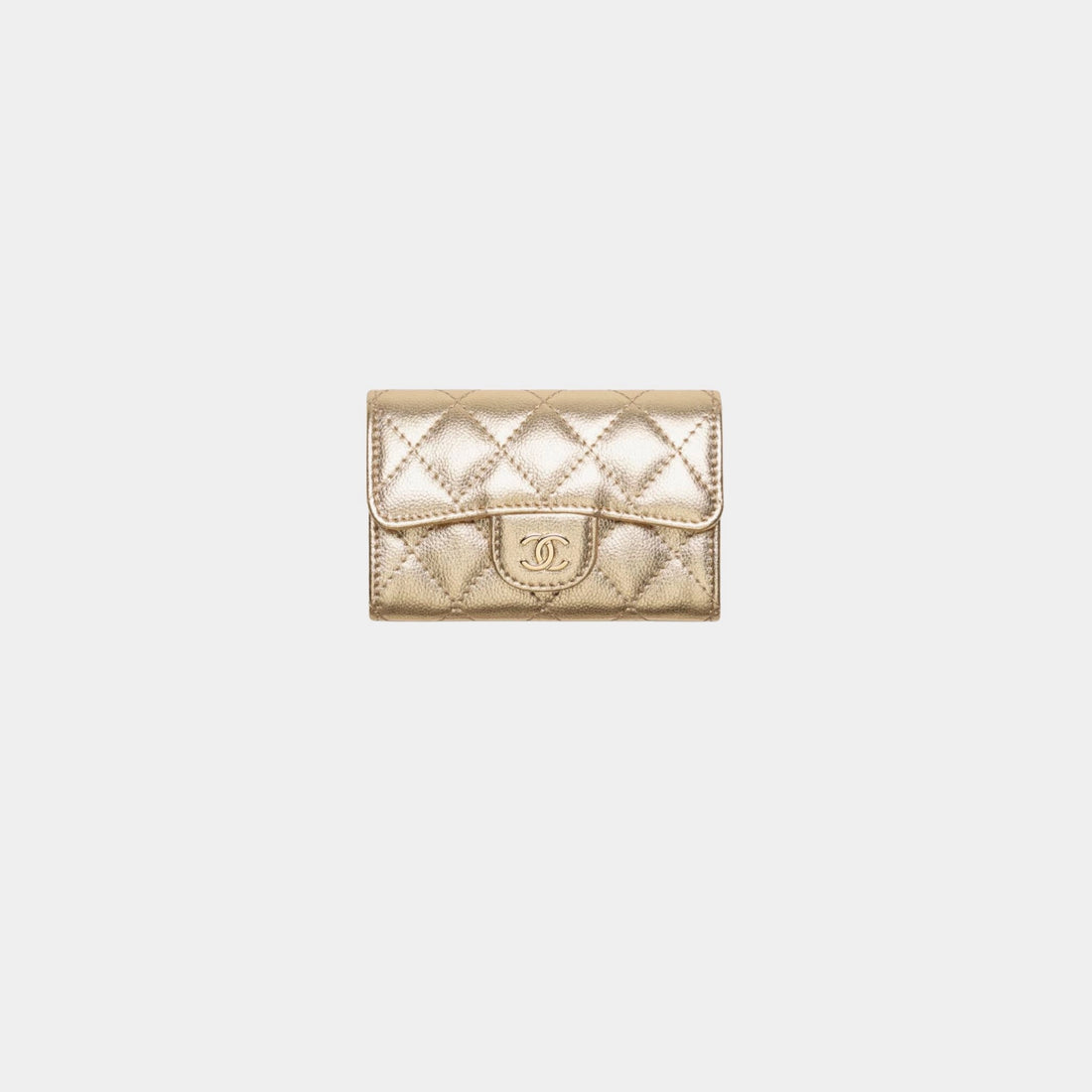 Chanel Classic Card Holder Metallic Grained Calfskin, Gold