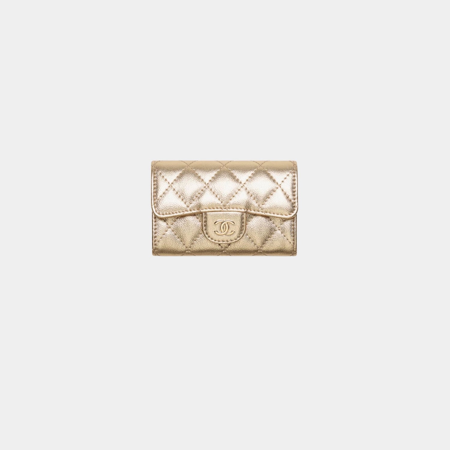 Chanel Classic Card Holder Metallic Grained Calfskin, Gold