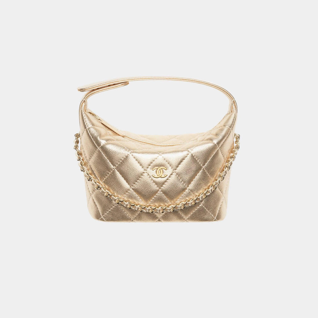 Classic Clutch With Chain Metallic Grained Calfskin & Gold Tone Metal