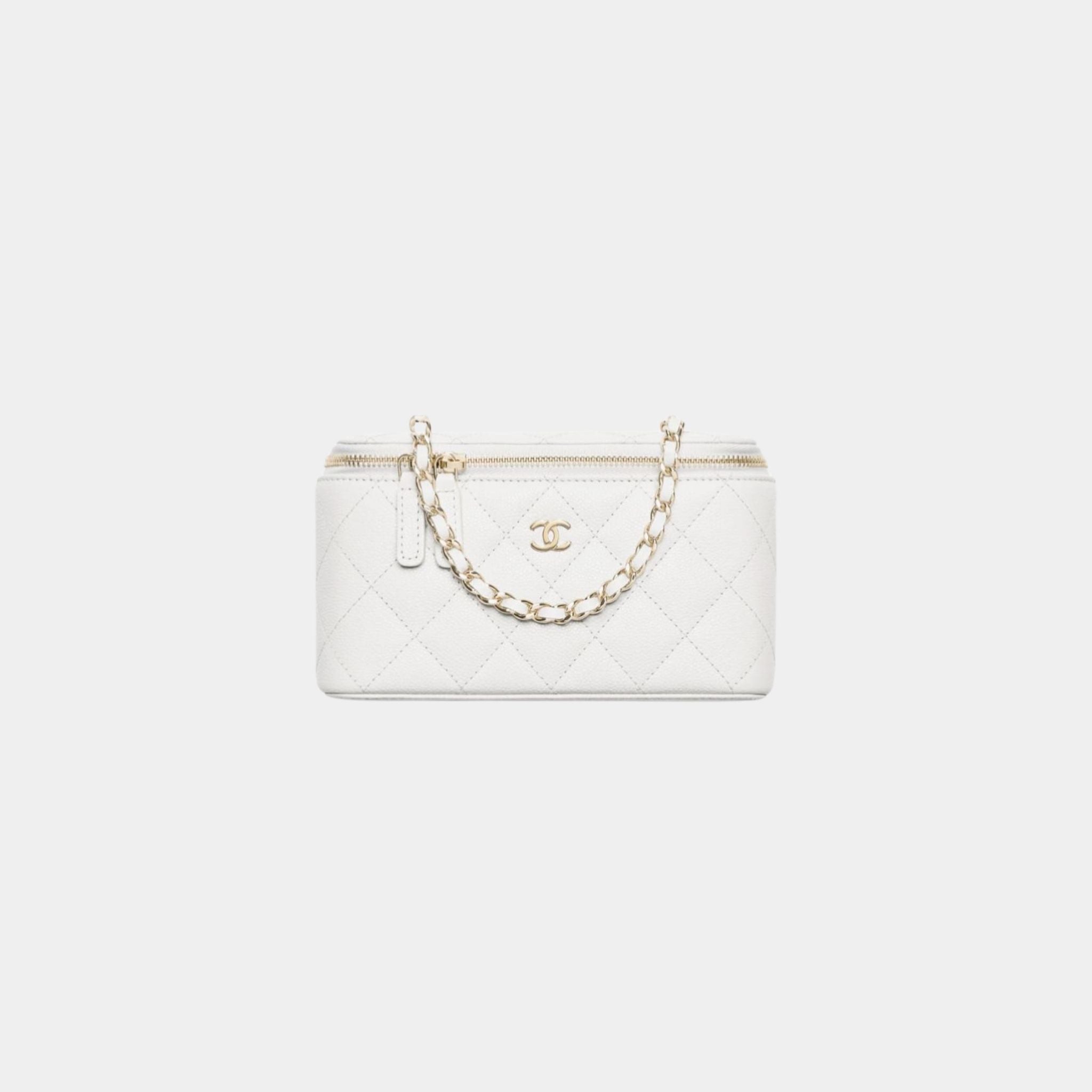 Chanel Classic Long Vanity with Chain in Grained Shiny