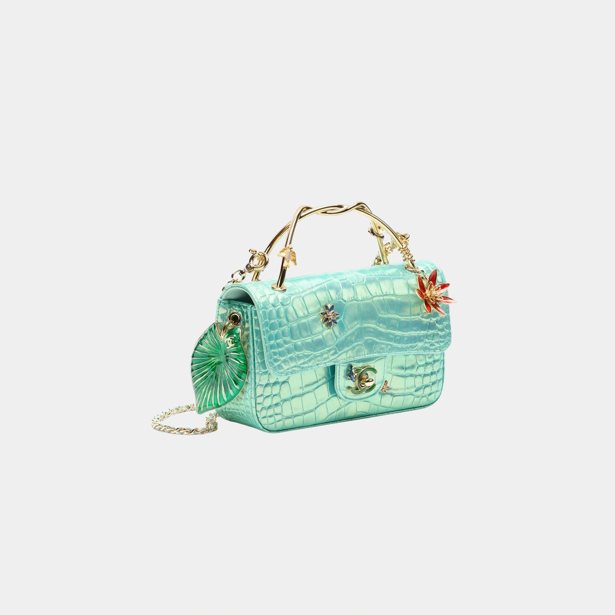Chanel Classic Mini Bag With Handle calfskin embossed crocodile Enamel