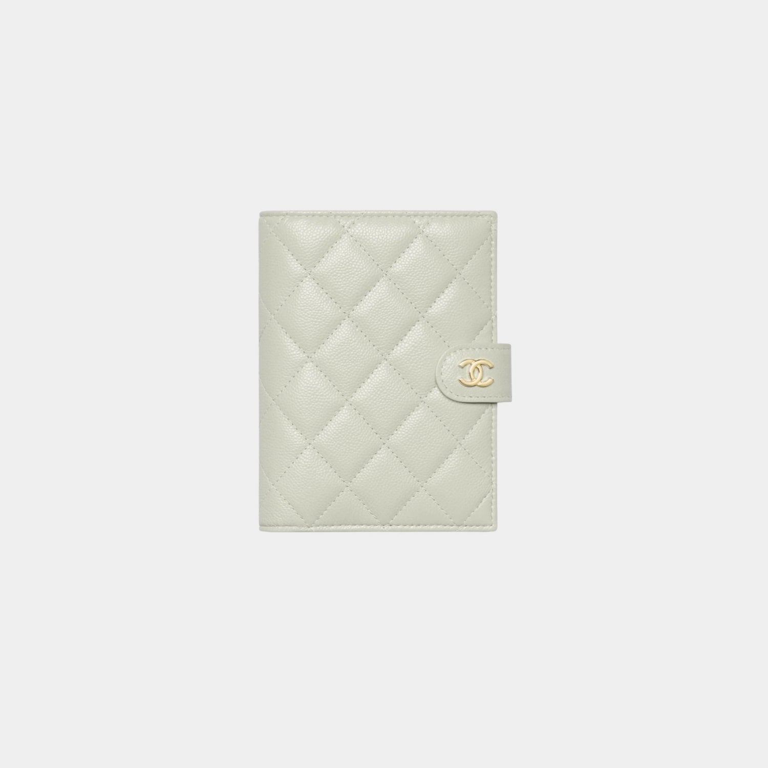 Chanel Classic Passport Holder Grained Shiny Calfskin &amp; Gold Metal, Front 