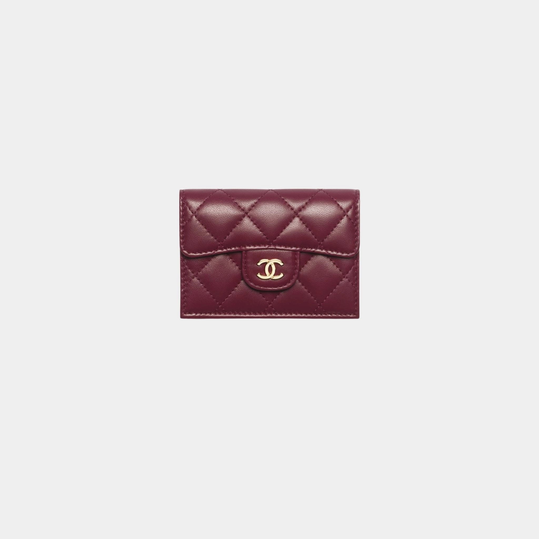 Chanel Classic Small Flap Wallet Lambskin Dark Burgundy, Front 