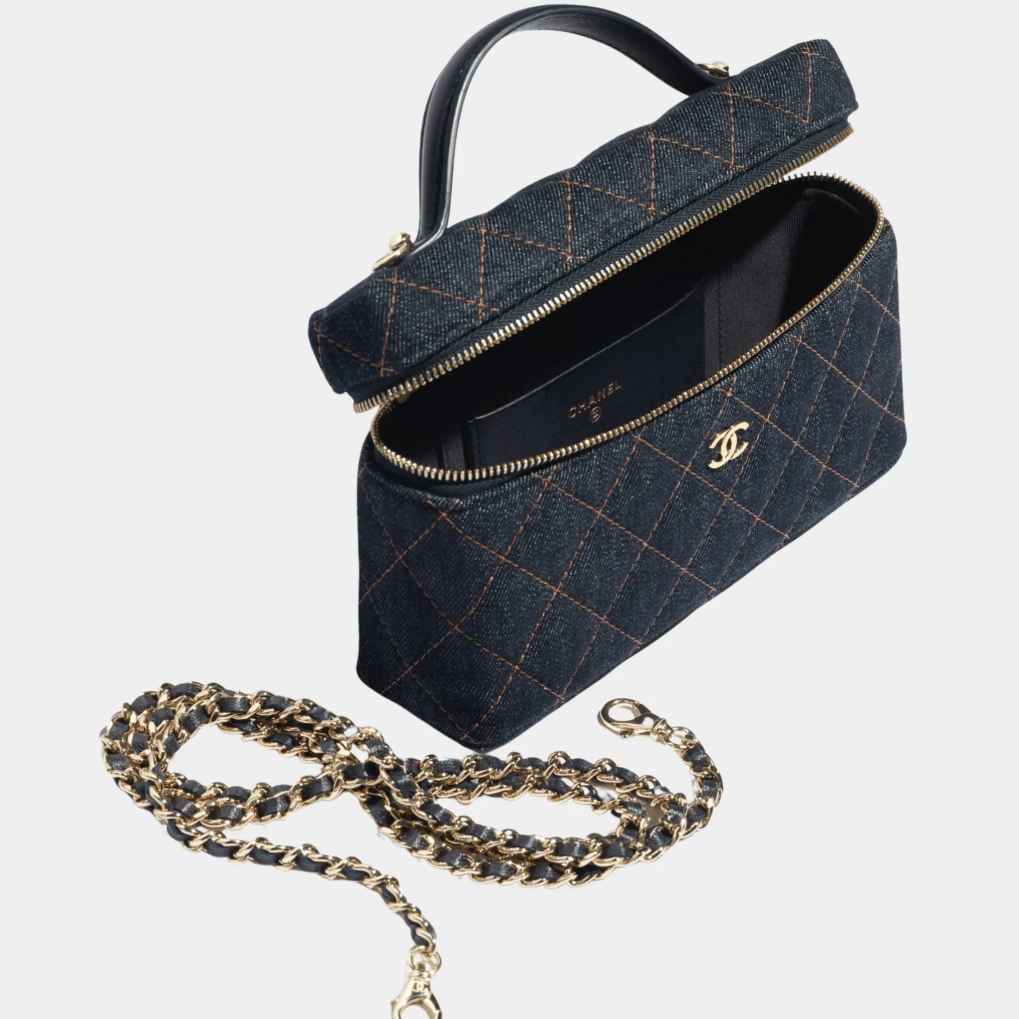 Classic Vanity With Chain Demin &amp; Gold Metal