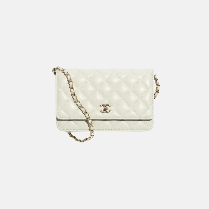 Chanel Classic Wallet on Chain in Light Green grained calfskin, gold-tone hardware