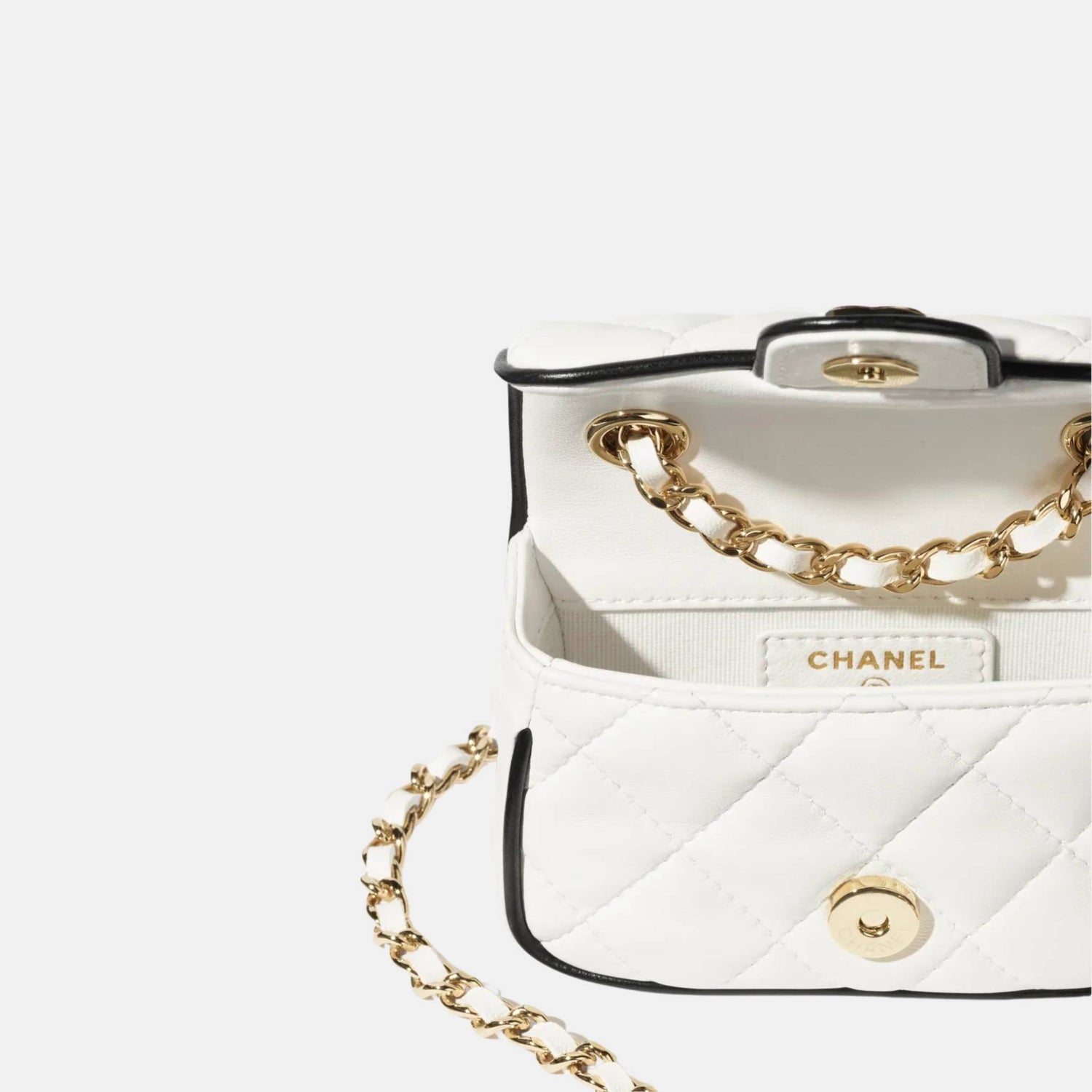 Chanel Clutch With Chain White And Black, InsideView