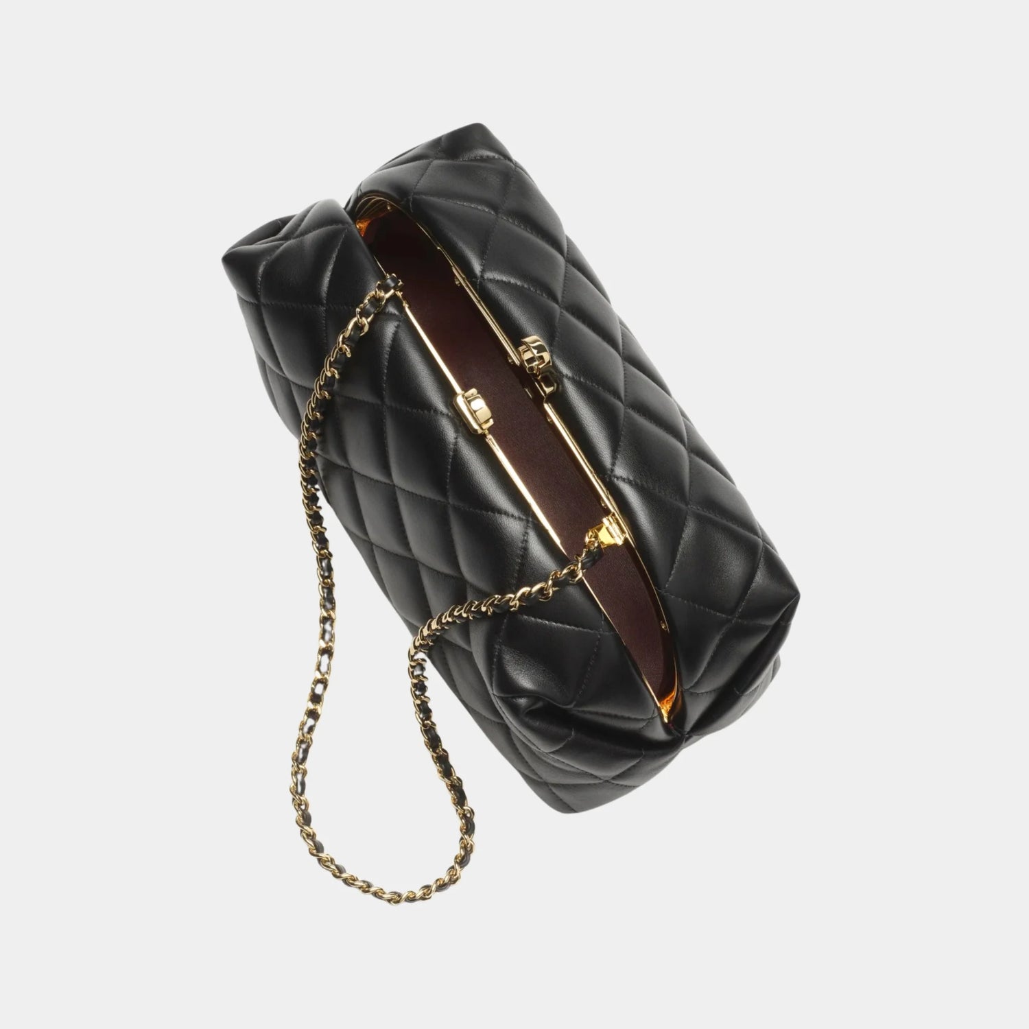 Chanel Clutch with Chain in Black Lambskin, Top