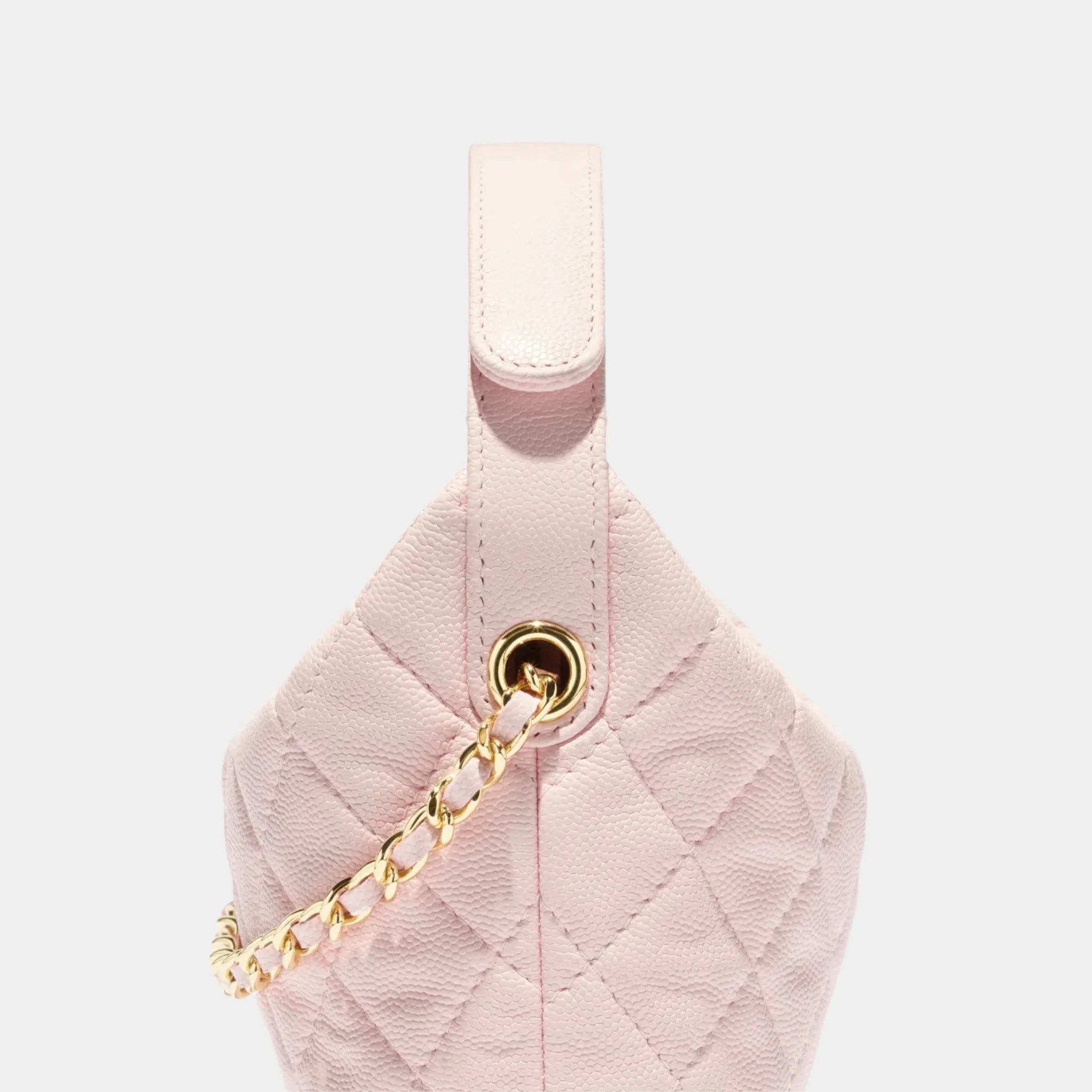 Chanel Clutch With Chain in Grained Shiny Calfskin, Light Pink, Side