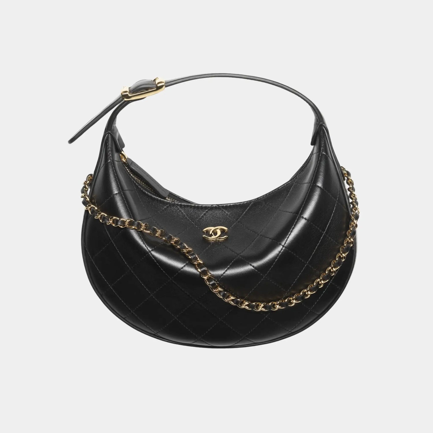 Chanel Clutch with Chain in Lambskin, Black, Front