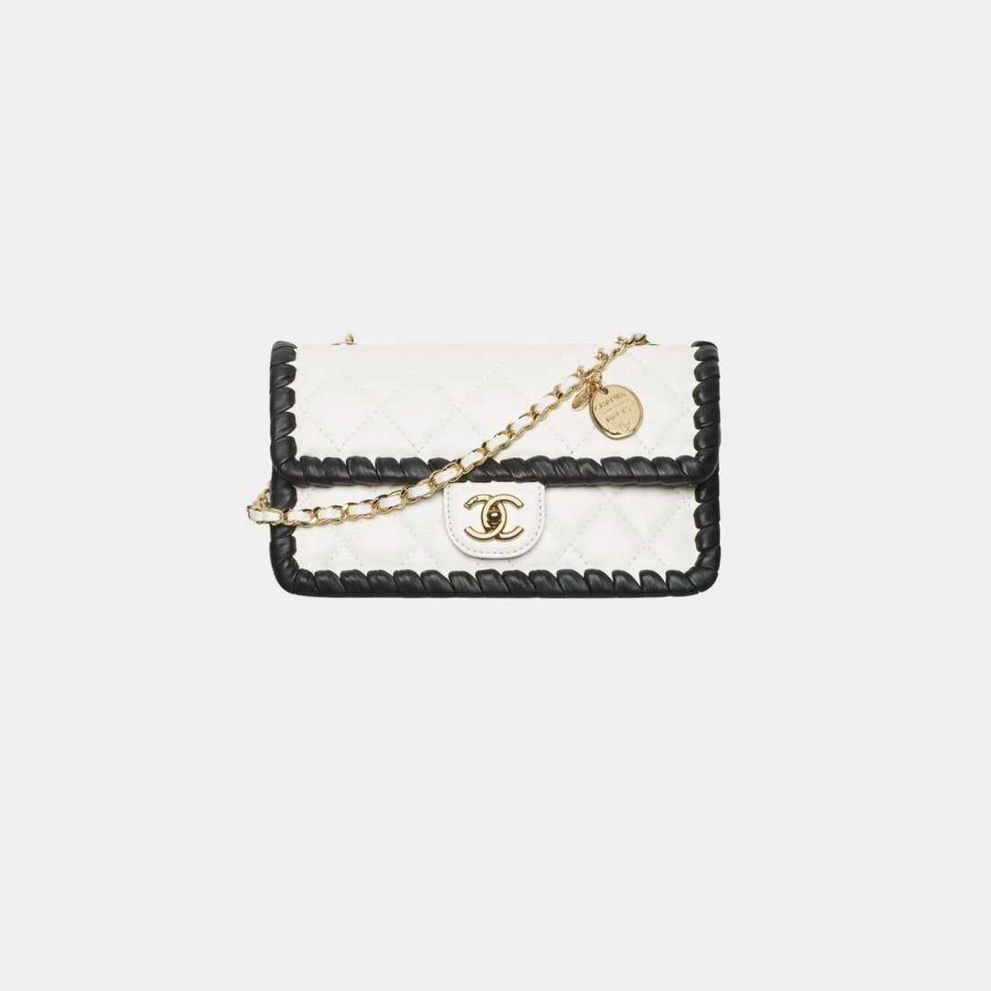 Chanel Clutch With Chain Lambskin Braided Calfskin & Gold Tone Metal, Front