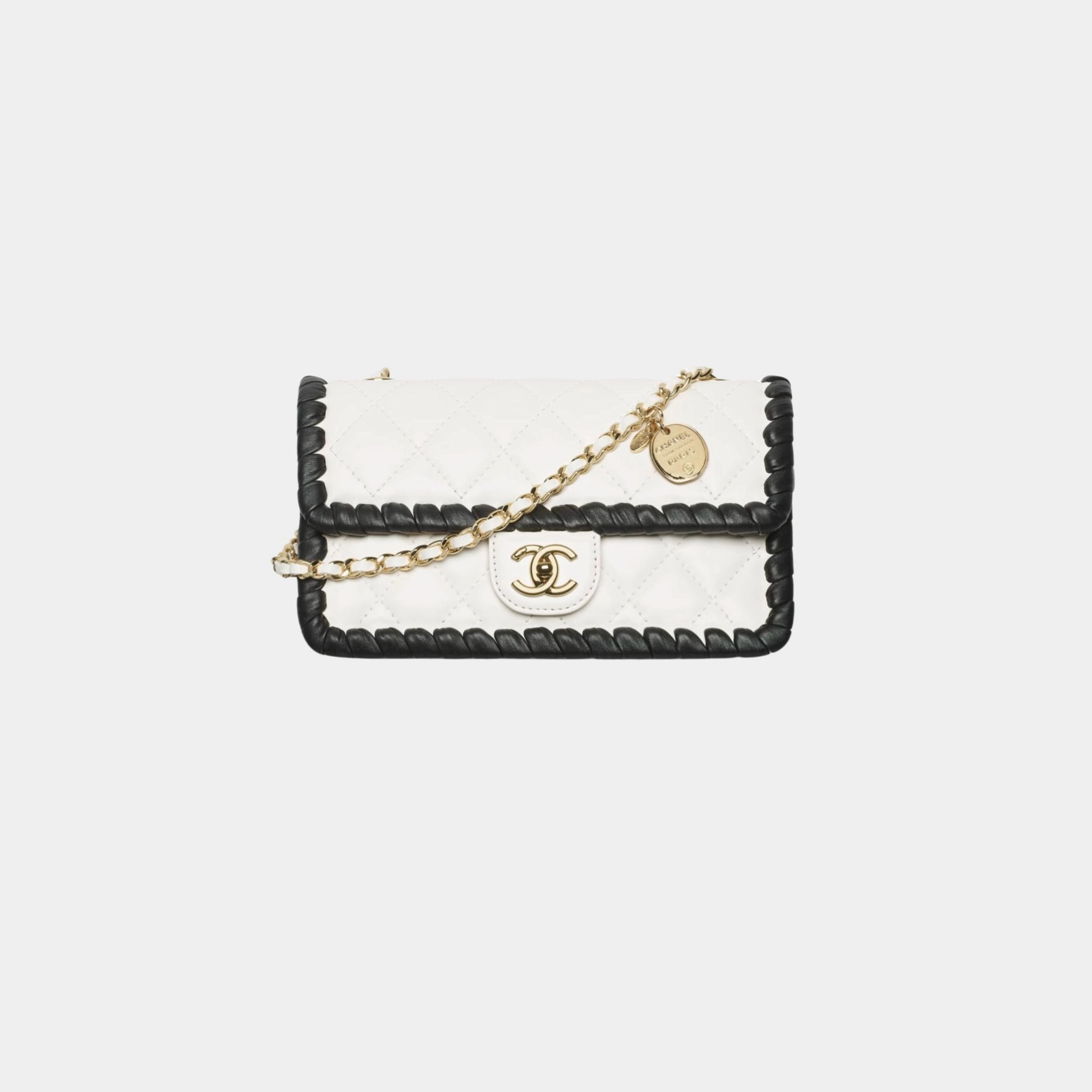 Chanel Clutch With Chain Lambskin Braided Calfskin &amp; Gold Tone Metal, Front 