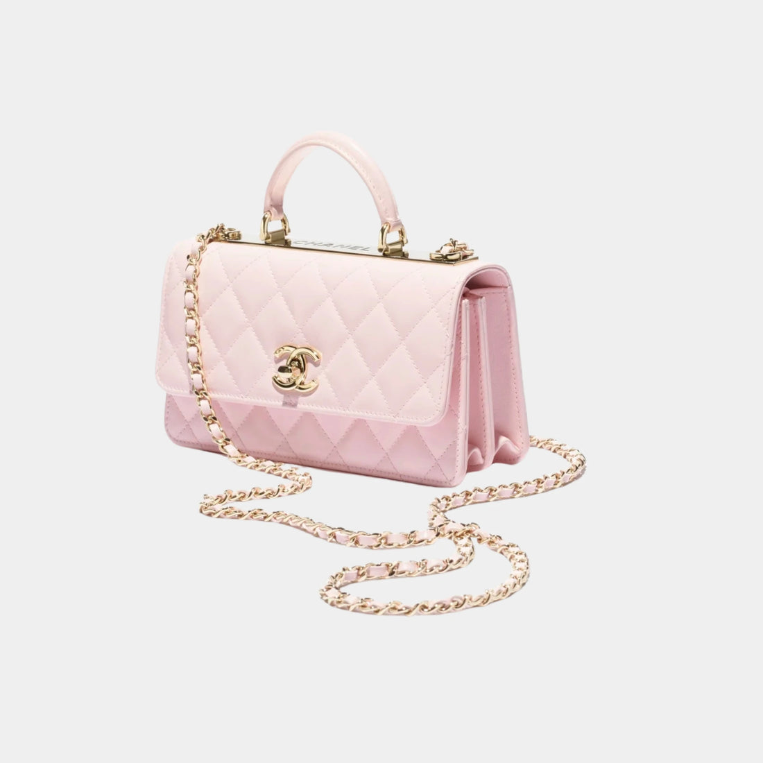 Chanel Clutch With Chain Lambskin in Light Pink, Front