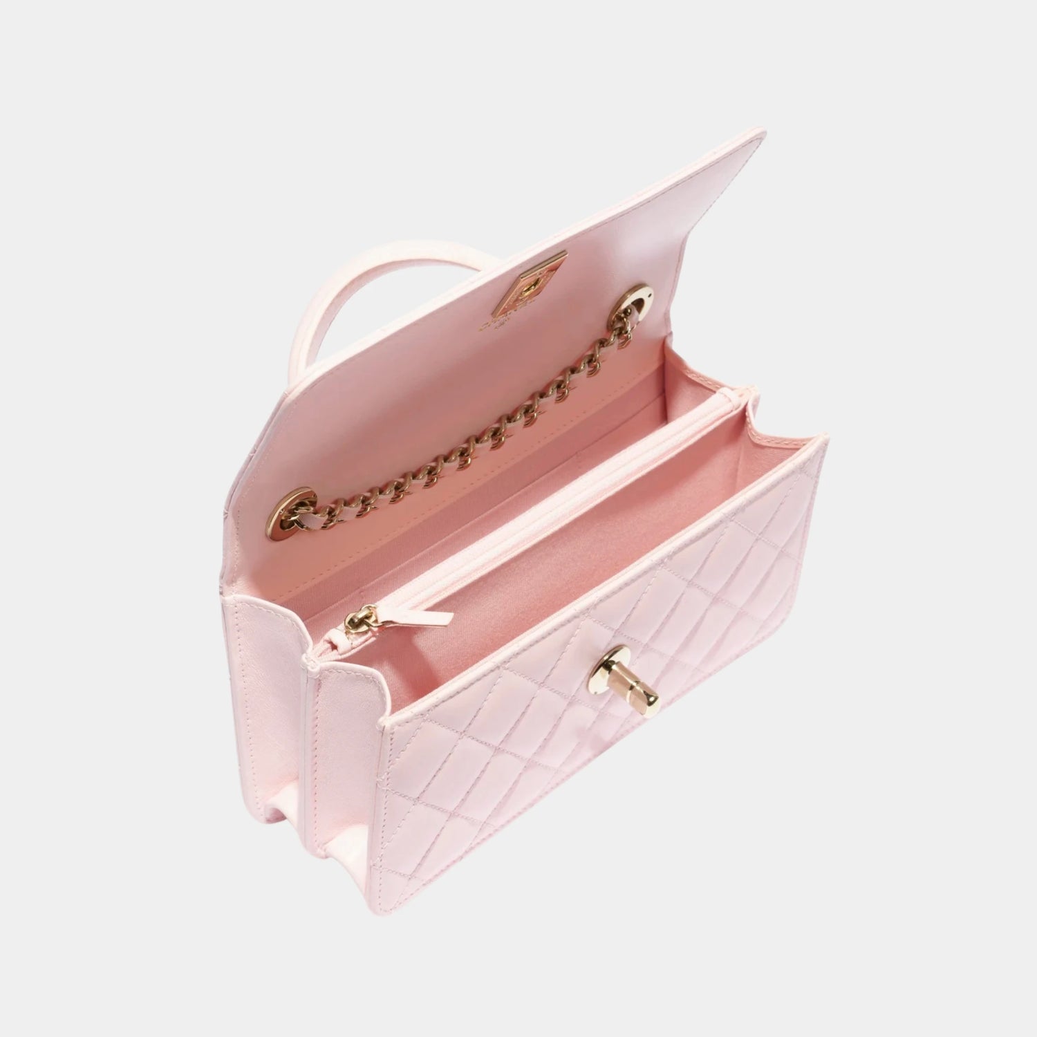 Chanel Clutch With Chain Lambskin in Light Pink, Top