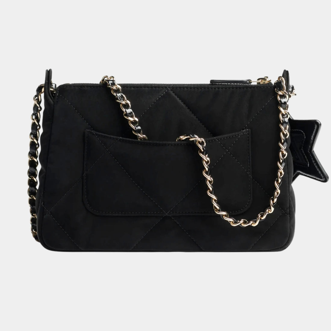 Chanel Clutch with chain Velvet-effect nylon Shiny crinkled calfskin, Back
