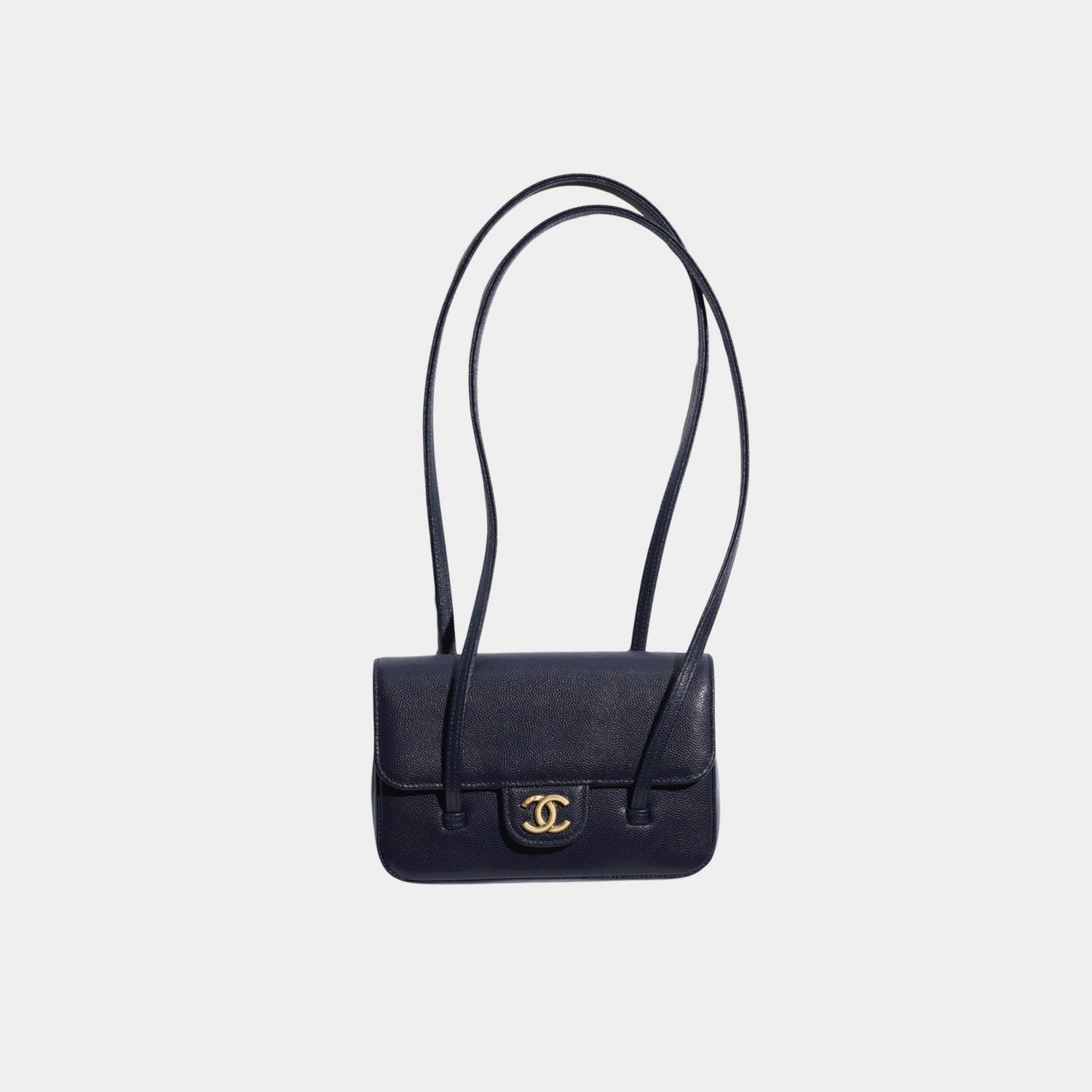 Chanel Clutch With Leather Strap Calfskin &amp; Gold Tone Metal, Dark Blue 