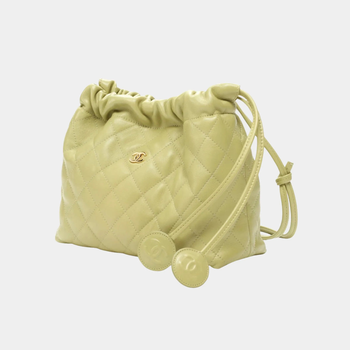 Clutch with Leather Strap in Green Lambskin