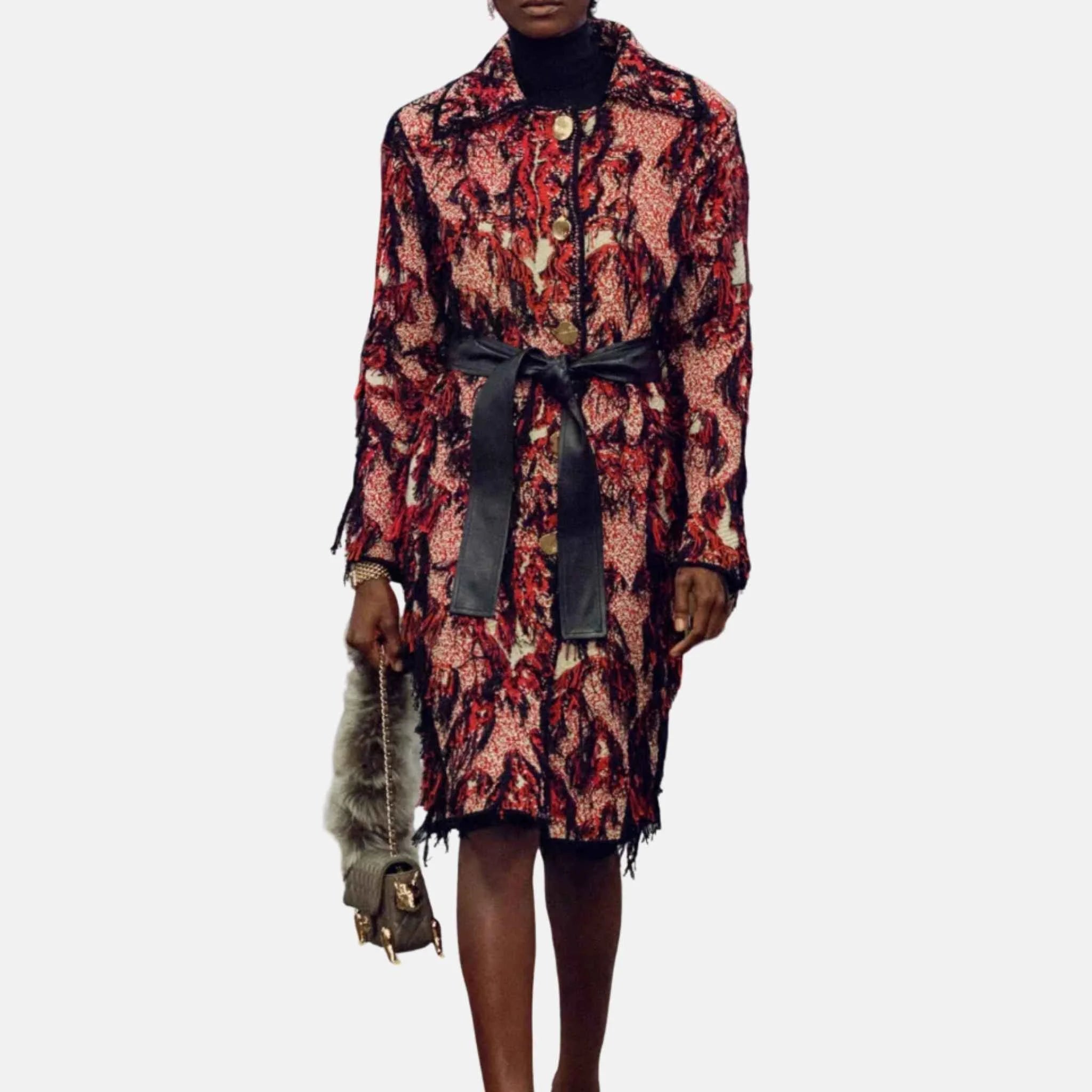 Chanel Coat Cotton in Ecru Red and Black
