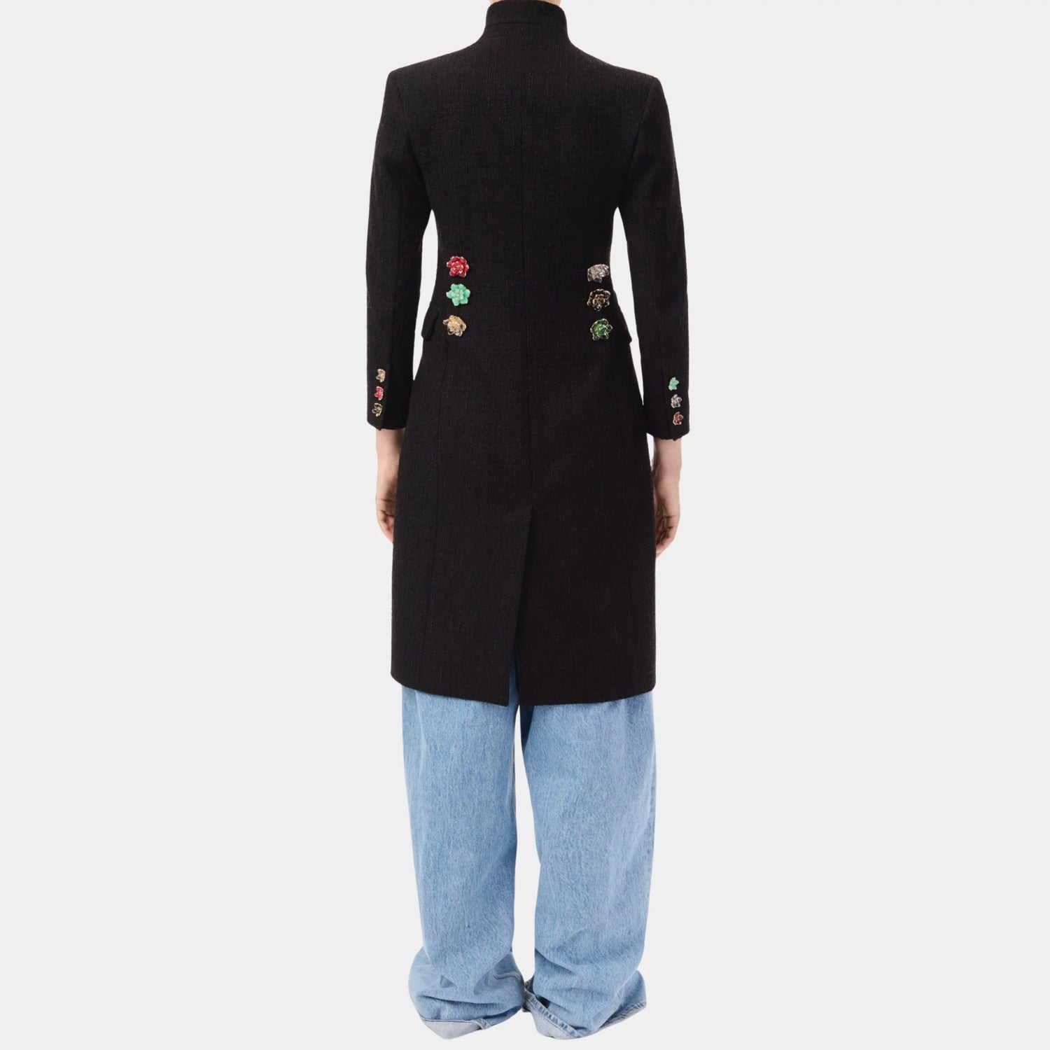 Chanel Coat Cotton Tweed in Black, Back