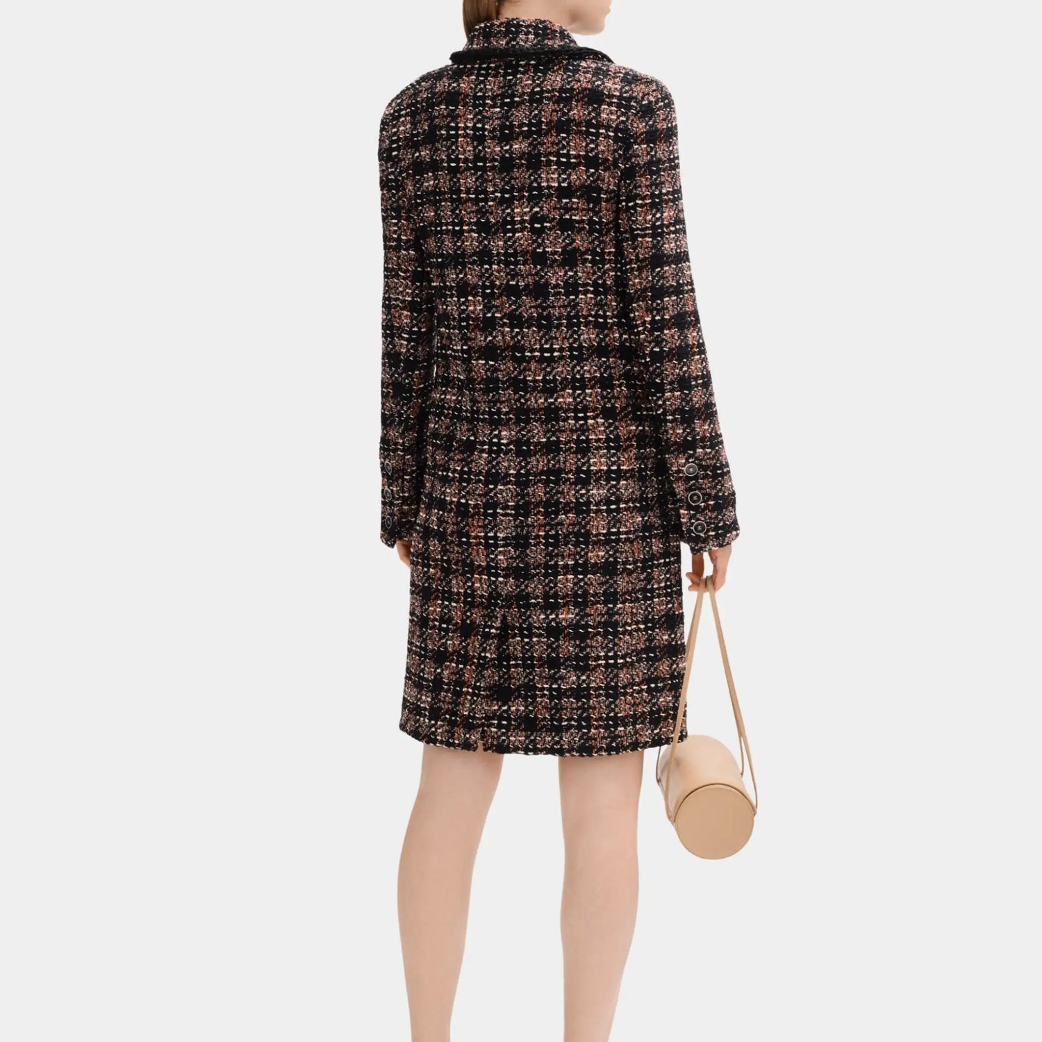 Chanel Coat in Cotton and Wool Tweed, Black Red Ecru, Back