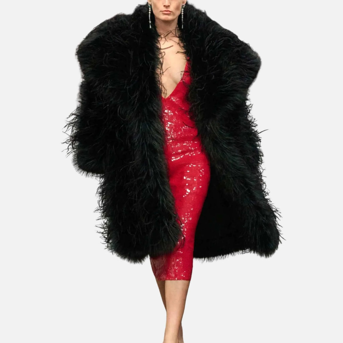 Coat Mixed Fibers in Black