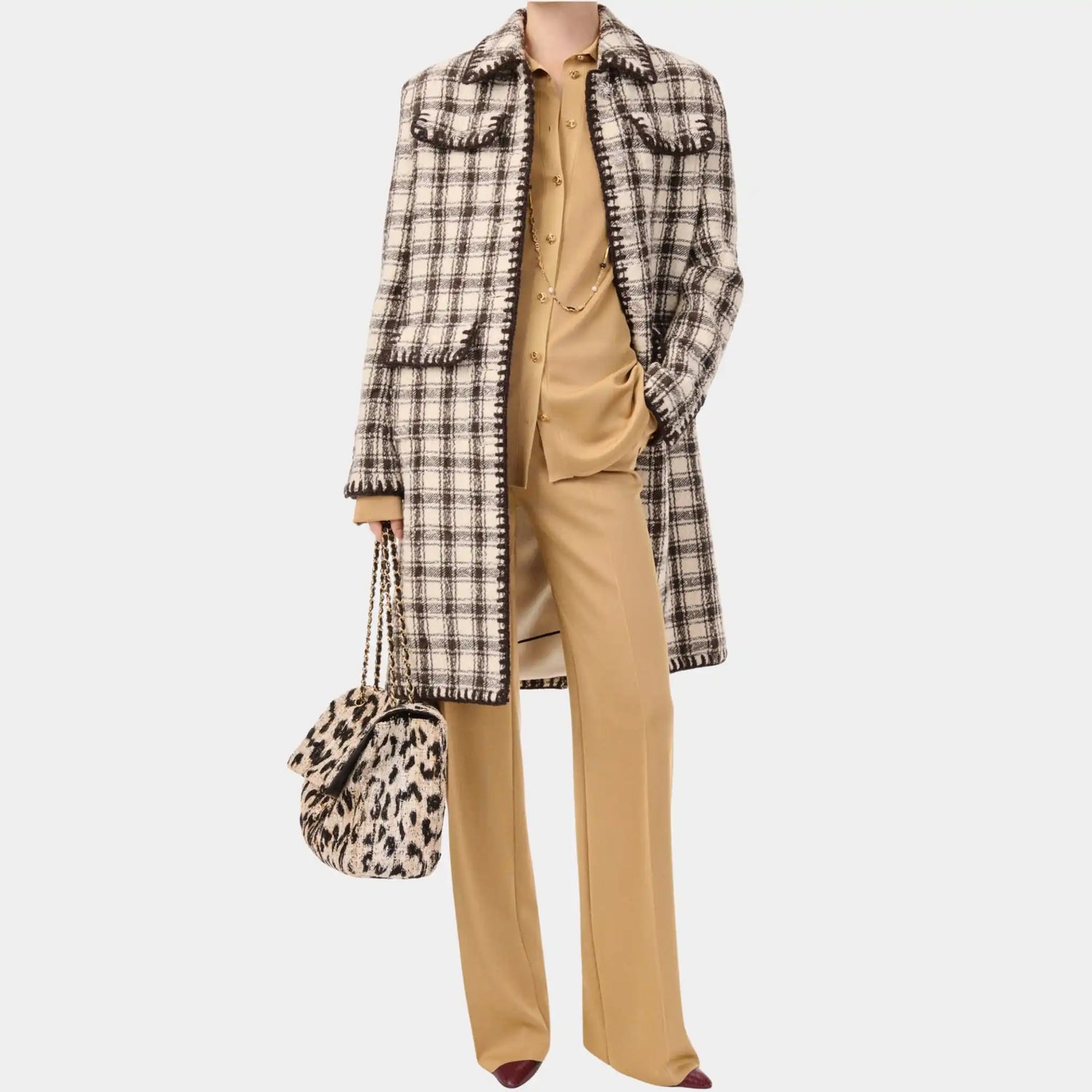 Chanel Coat Wool in Ivoire &amp; Umber, Front