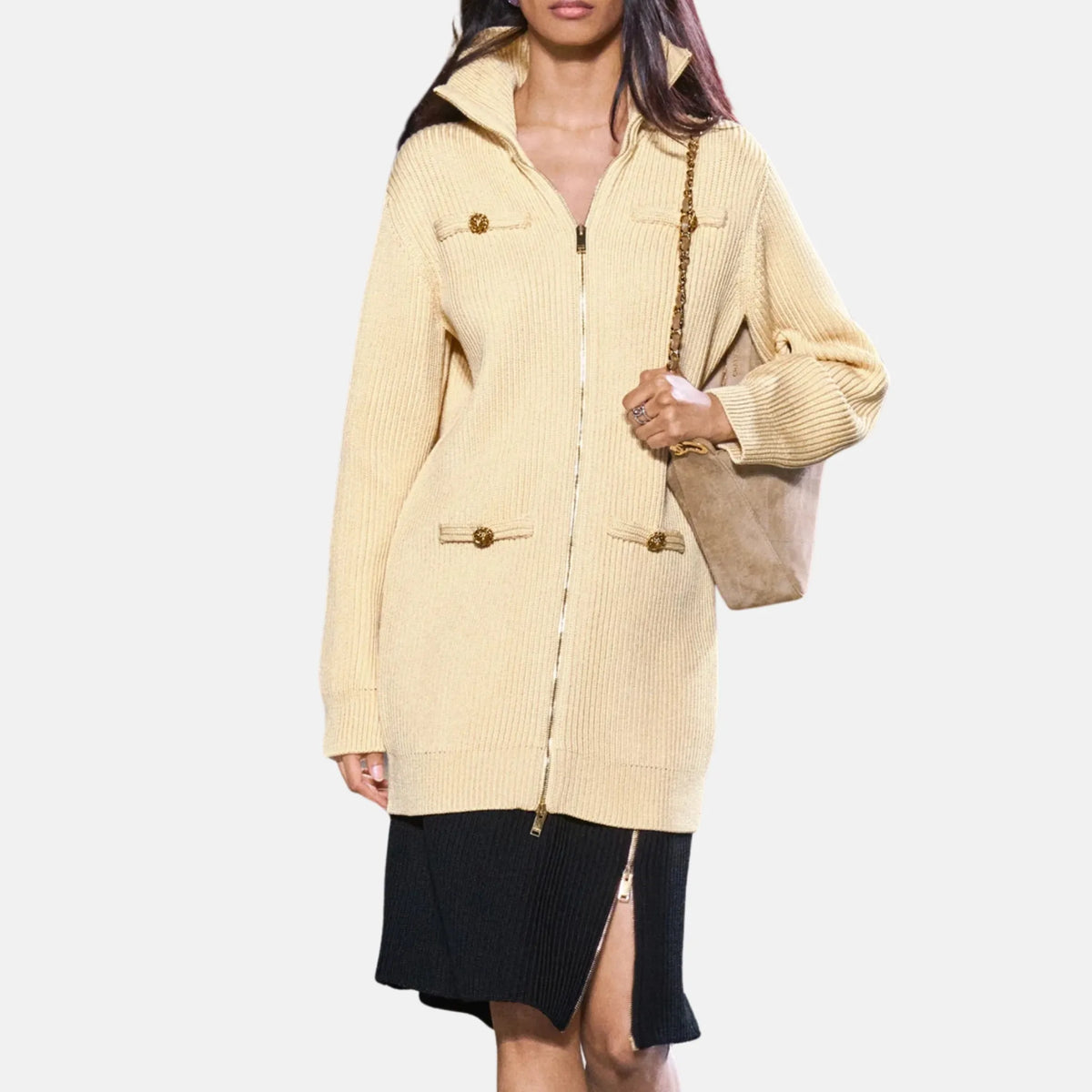 Coat Wool Silk in Beige