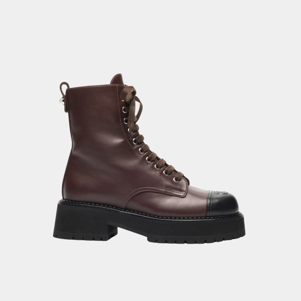 Chanel Combat Boots Calfskin Dark Brown &amp; Black