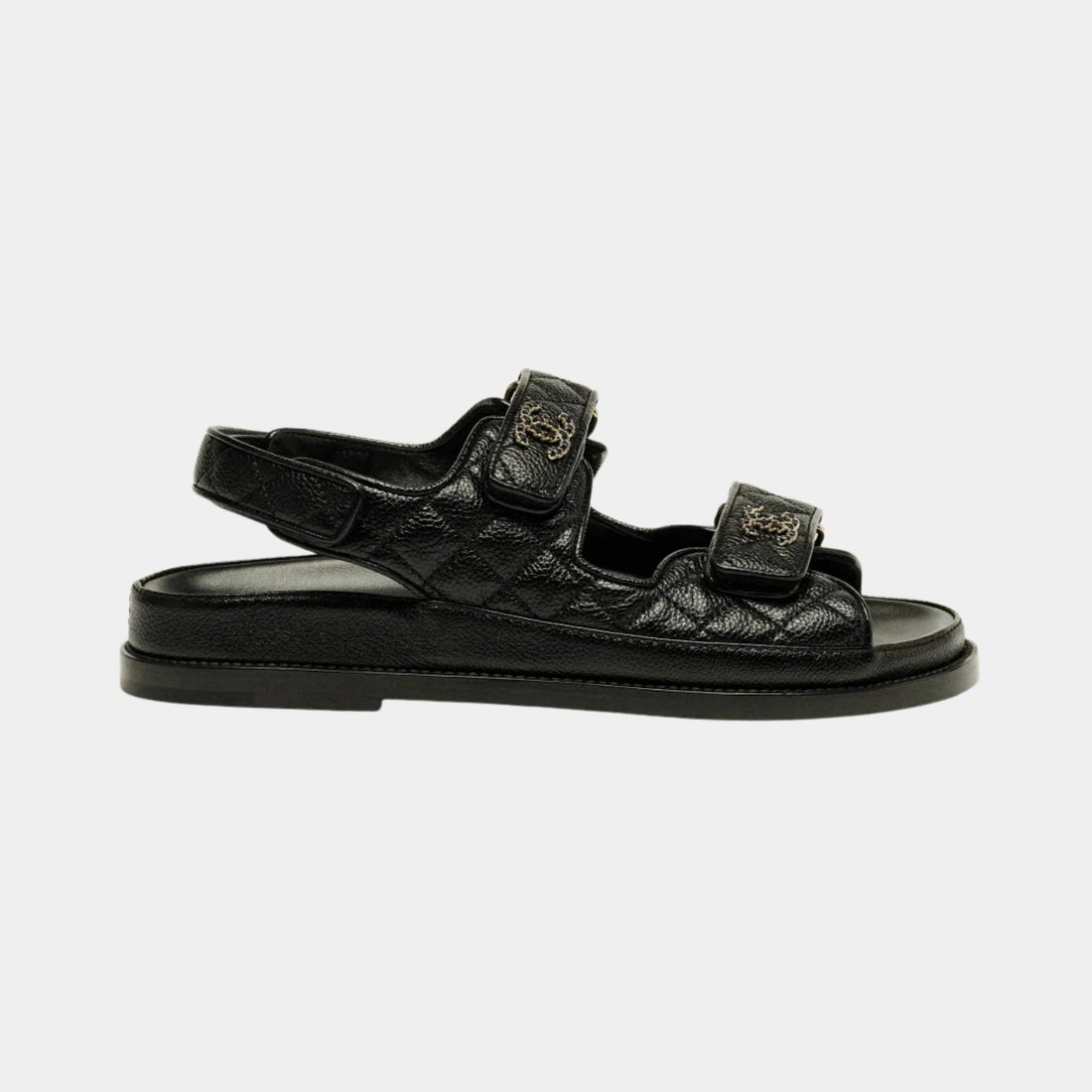Chanel Dad Shoes in Grained Calfskin, Noir, Side