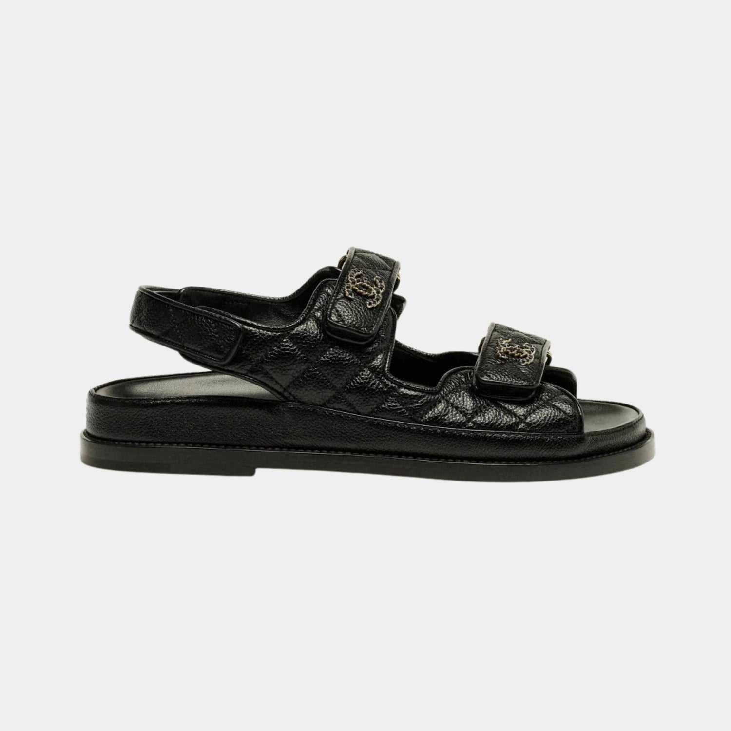 Chanel Dad Shoes in Grained Calfskin, Noir, Side