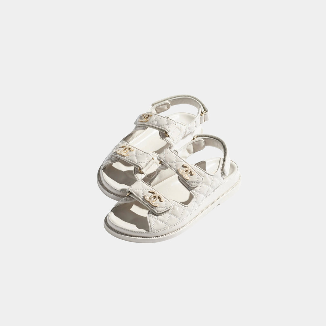 Chanel Dad Shoes in Shiny Lambskin, Ivory, Front