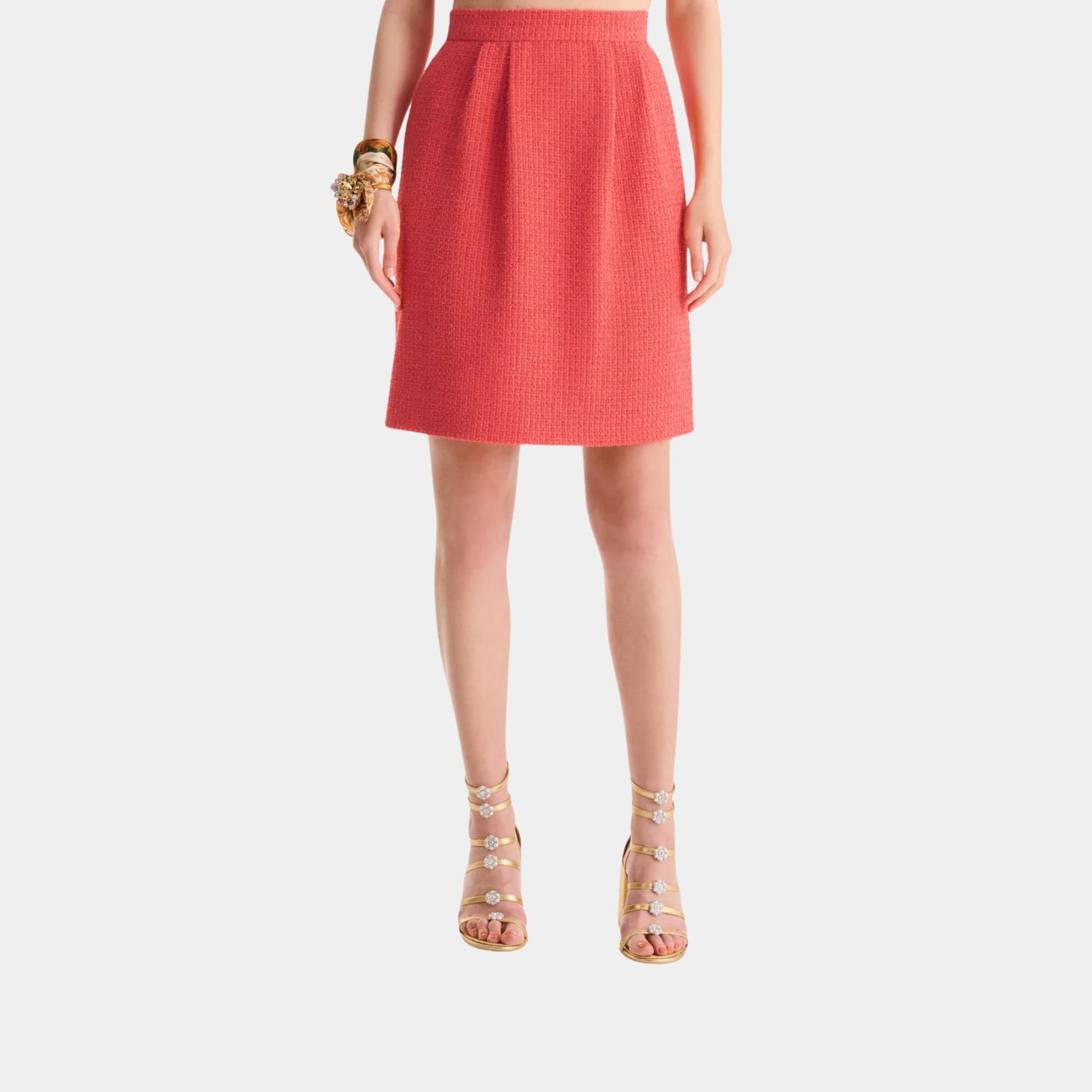 Chanel Dark Orange Skirt in Cotton Tweed, Front