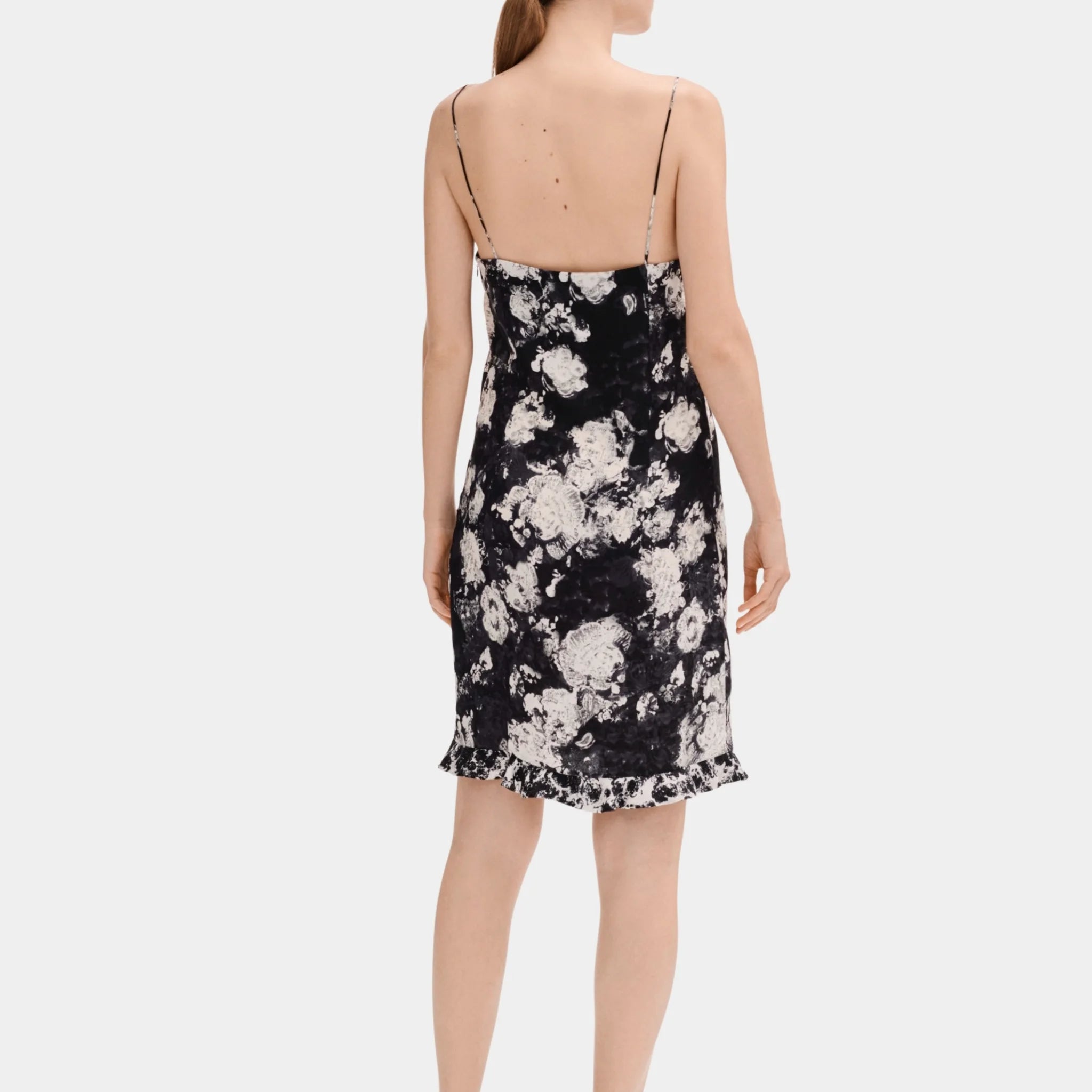 Chanel Dress in Printed Silk Jacquard, White, Black, Back