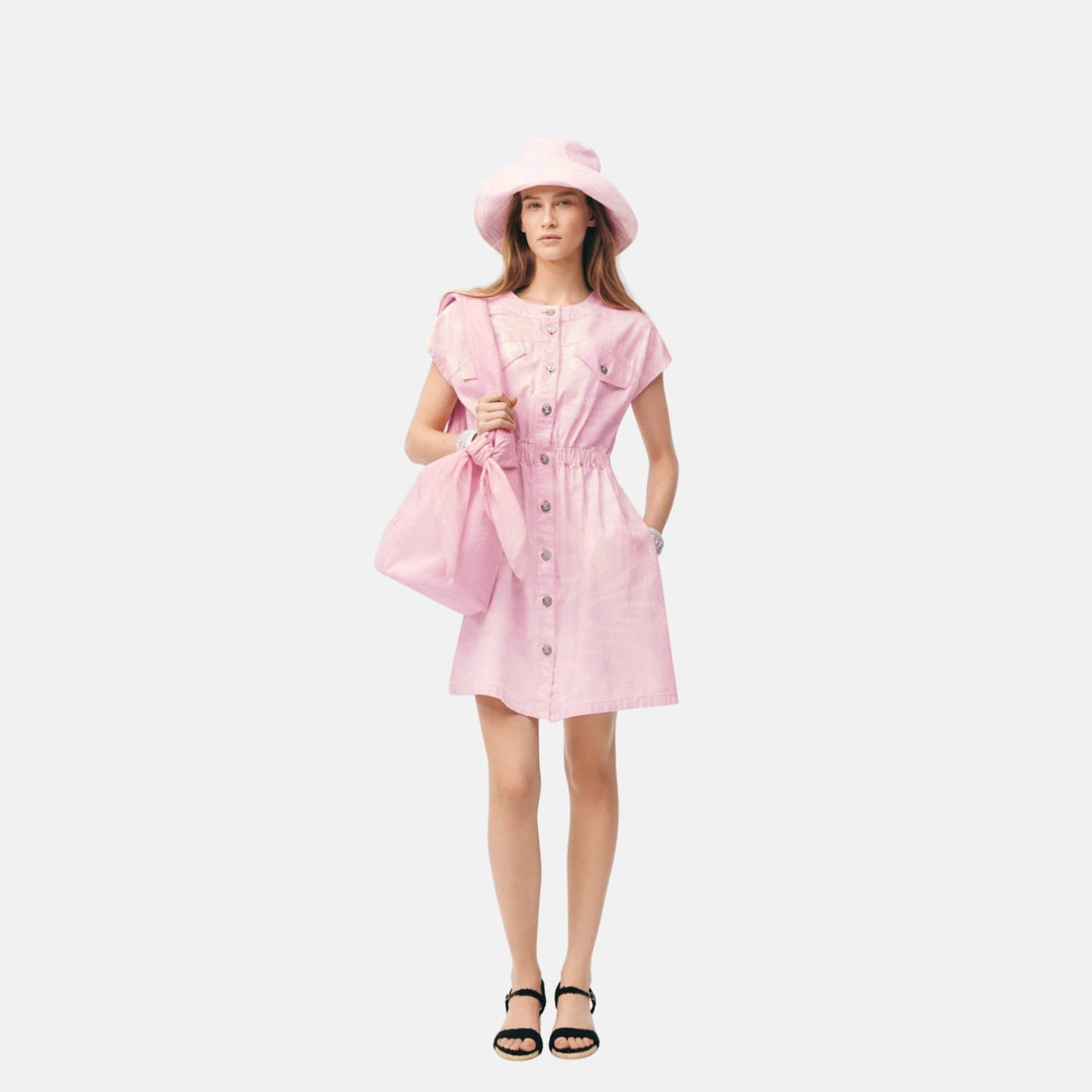 Chanel Dress In Printed Washed Denim From Coco Beach 2025 Collection, Front