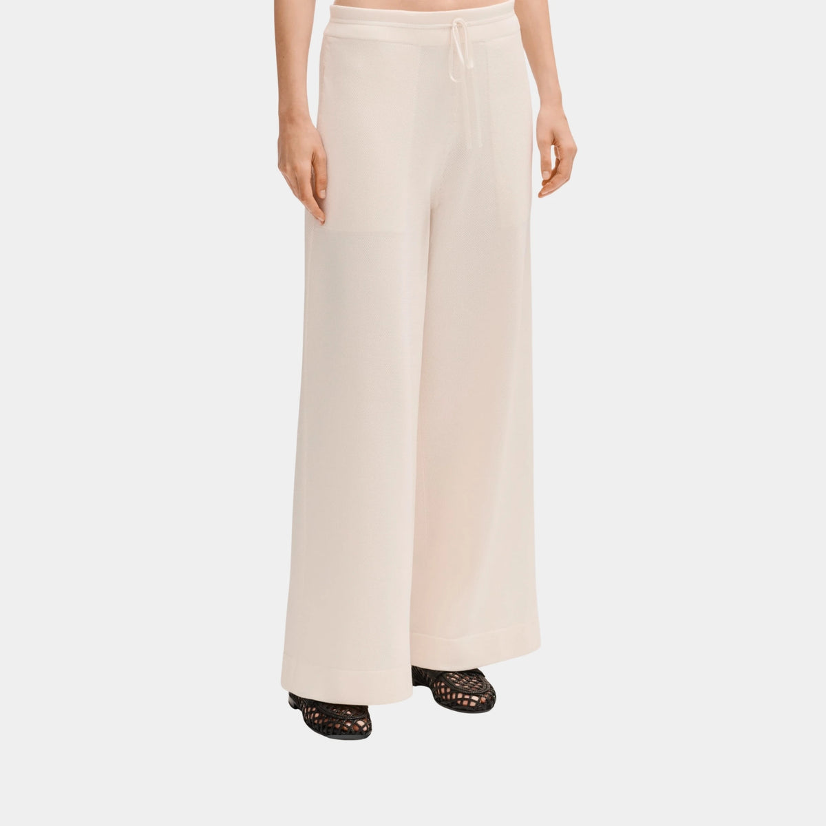 Ecru Trousers in Silk and Cotton