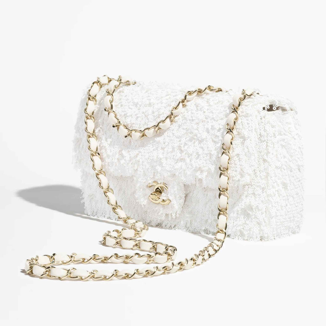 Chanel Evening Bag In Fringed Sequins & Gold Tone Metal, Front