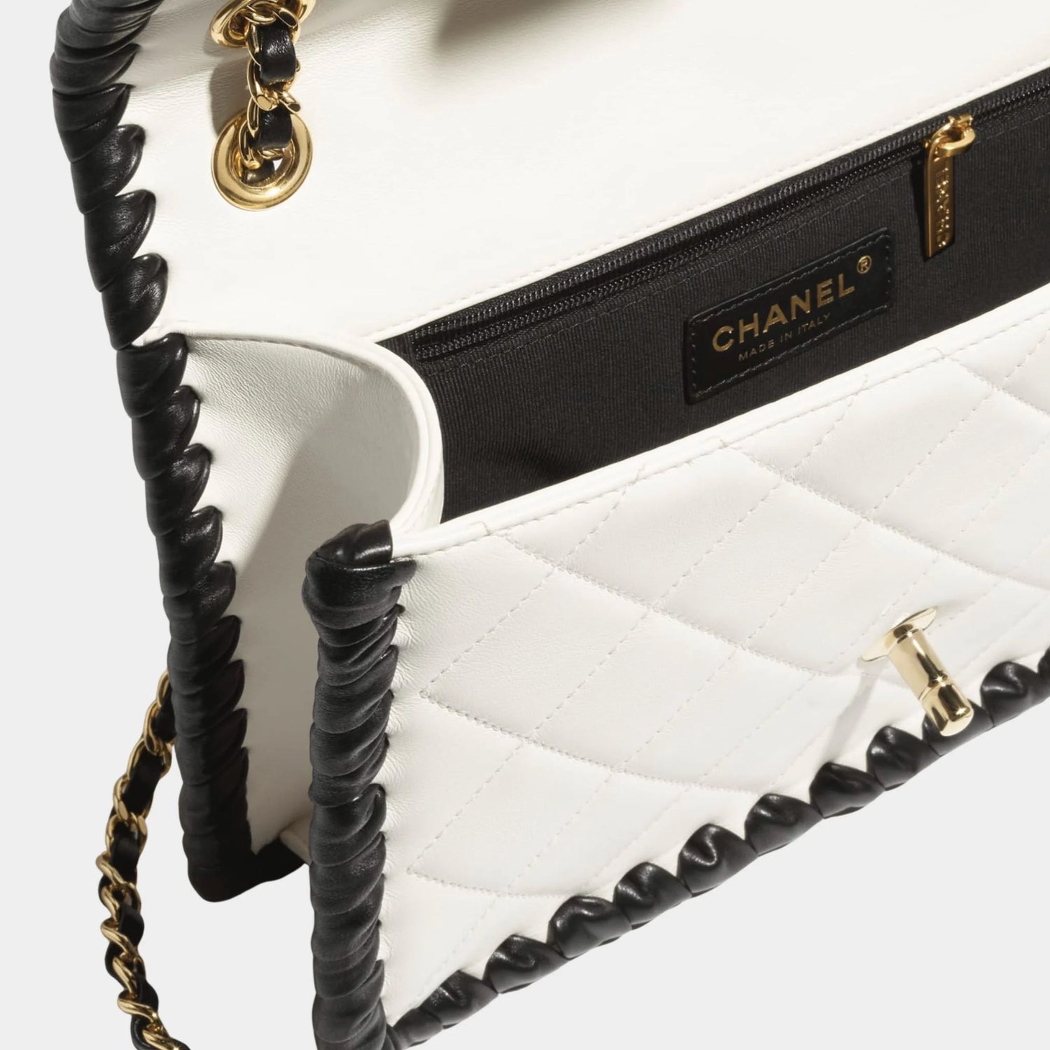 Flap Bag Lambskin Braided Calfskin &amp; Gold Tone Metal