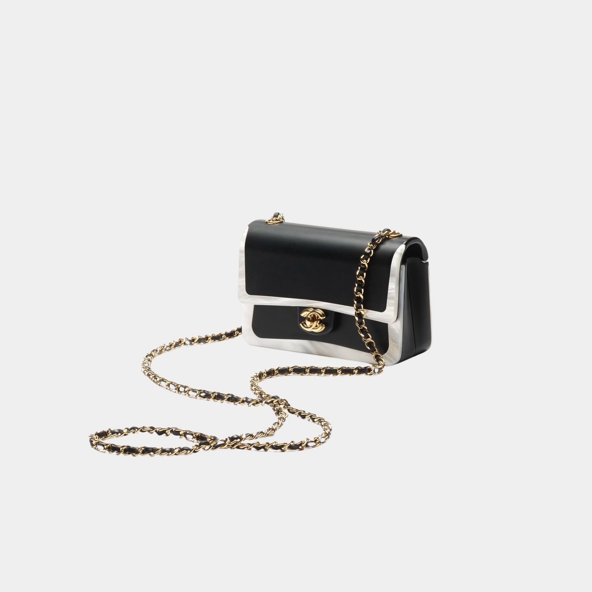 Chanel Flap Bag Minaudiere Plexi &amp; Gold-Tone Metal