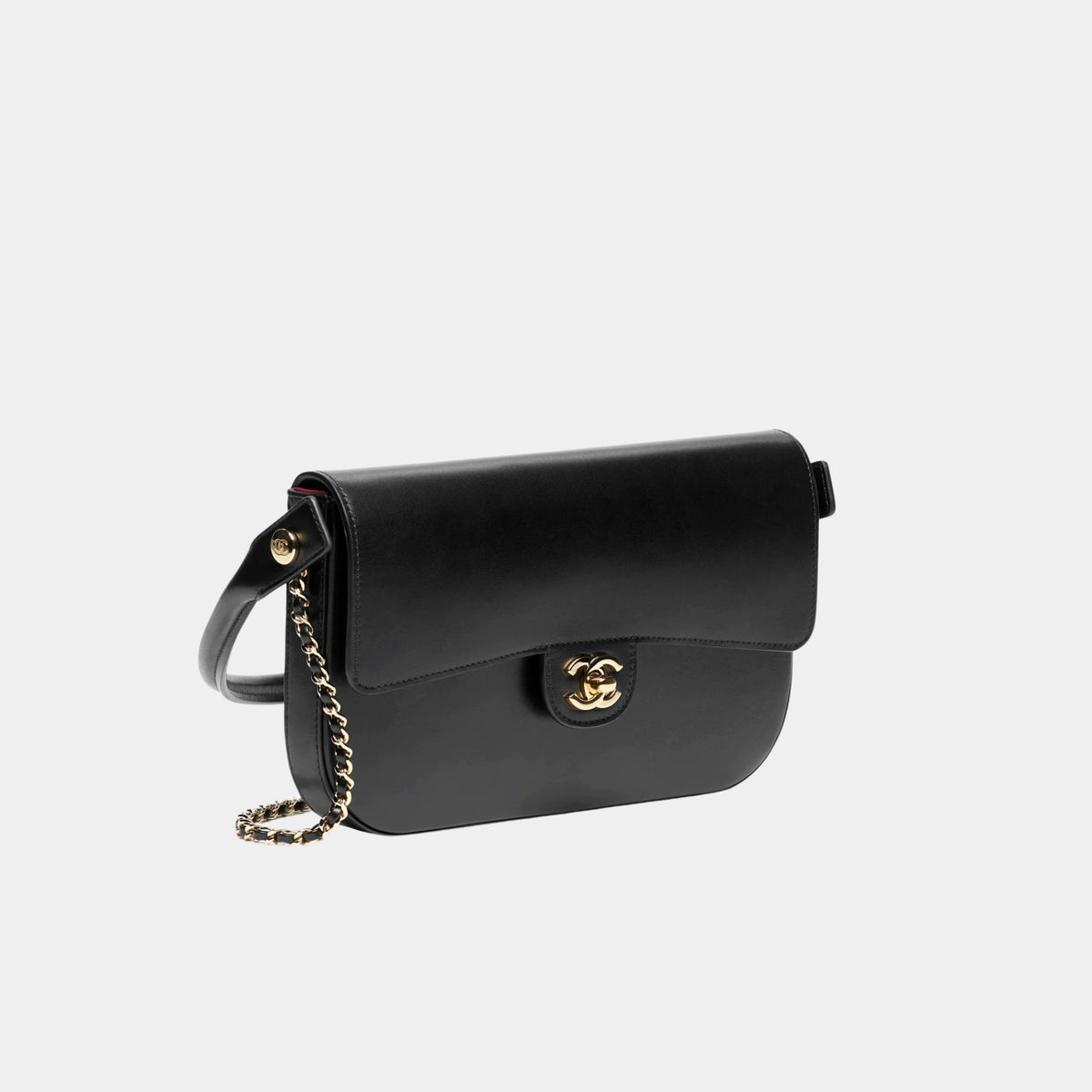 Chanel Flap Bag With Handle Calfskin &amp; Gold-Tone metal
