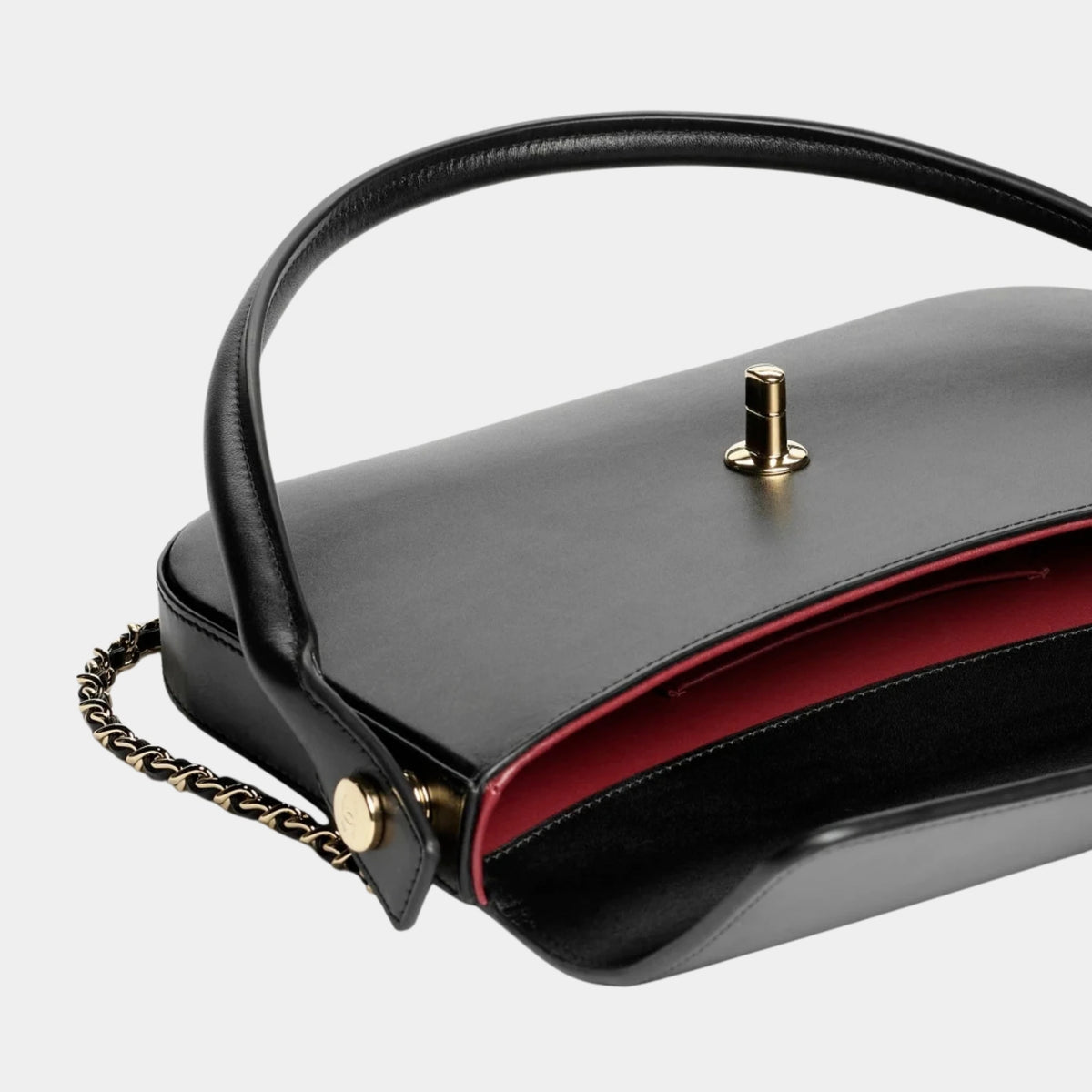 Chanel Flap Bag With Handle Calfskin &amp; Gold-Tone metal