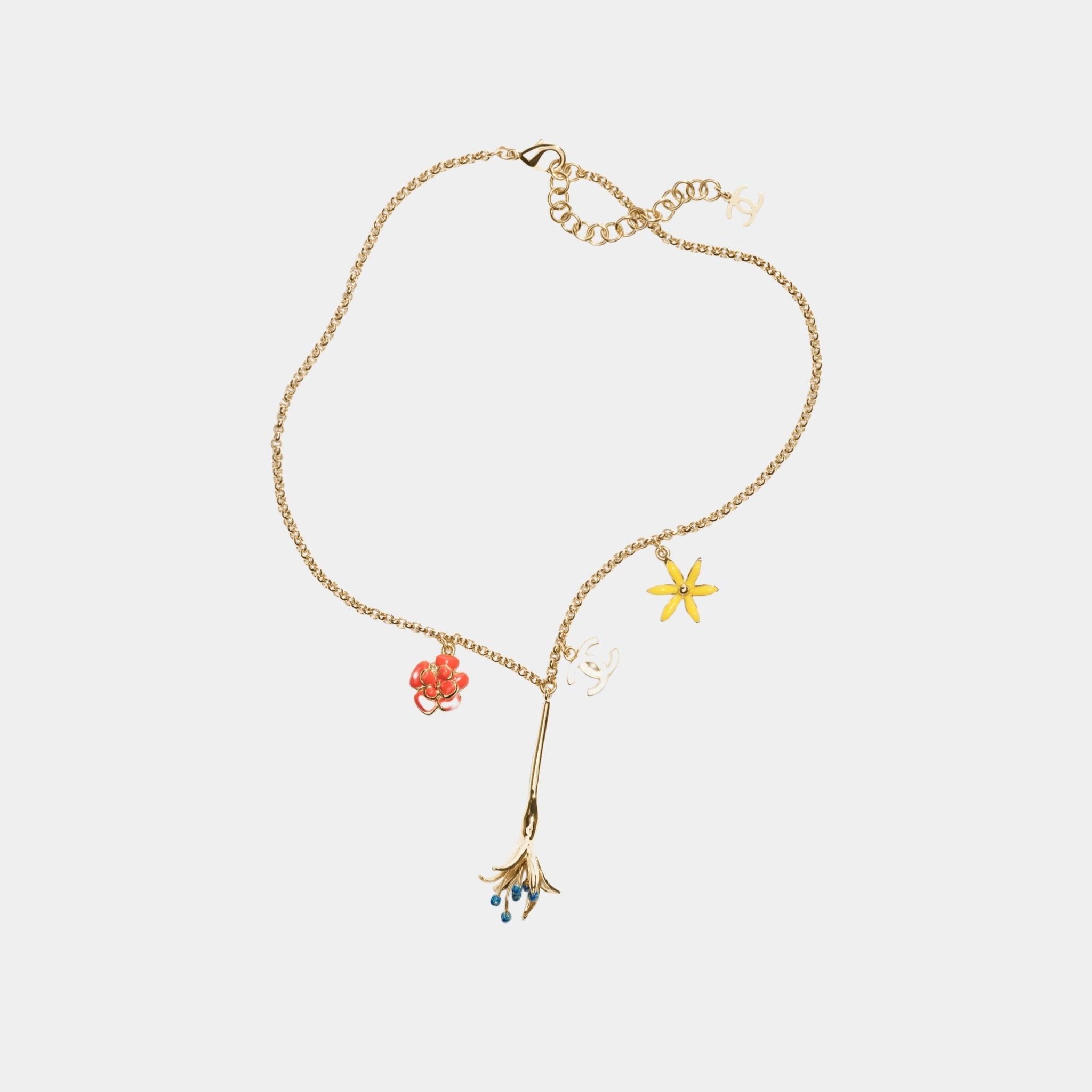 Chanel Floral Inspired Necklace in Metal &amp; Resin, Front