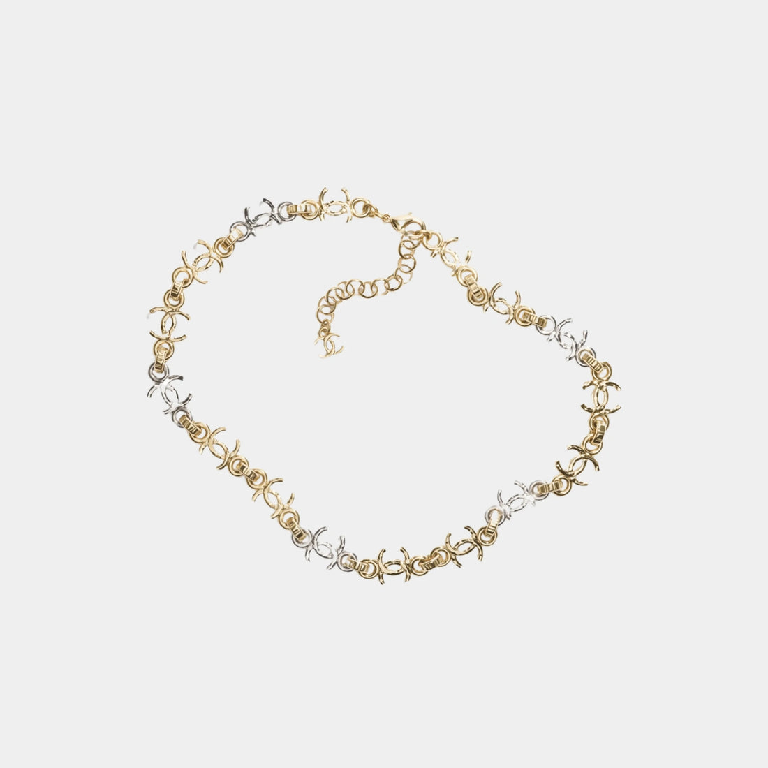 Chanel Gold and Silver Metal CC Chain Necklace, Front