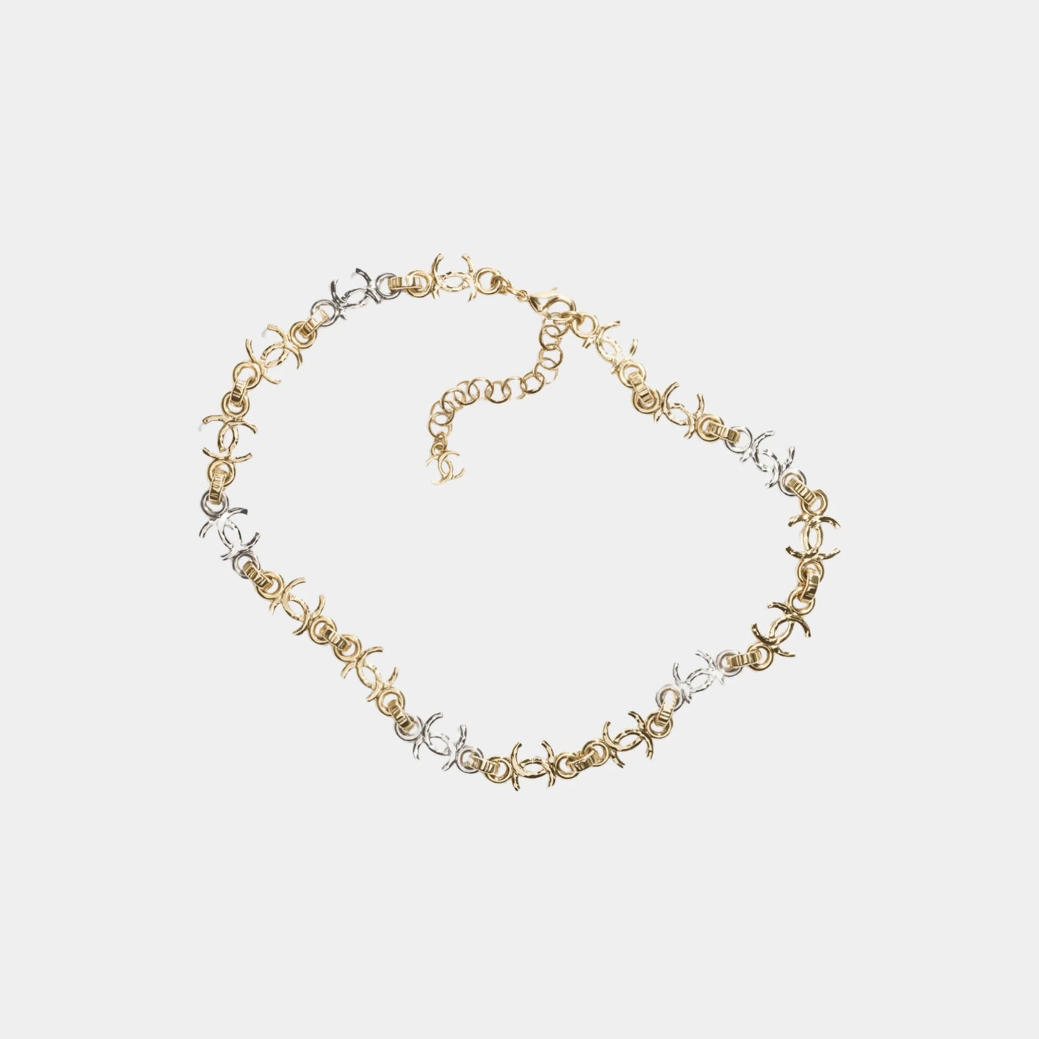 Chanel Gold and Silver Metal CC Chain Necklace, Front