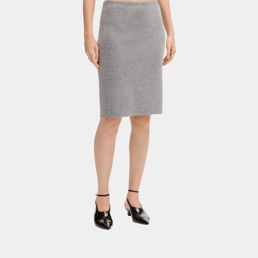 Chanel Grey Midi Skirt in Cashmere and Silk, Front