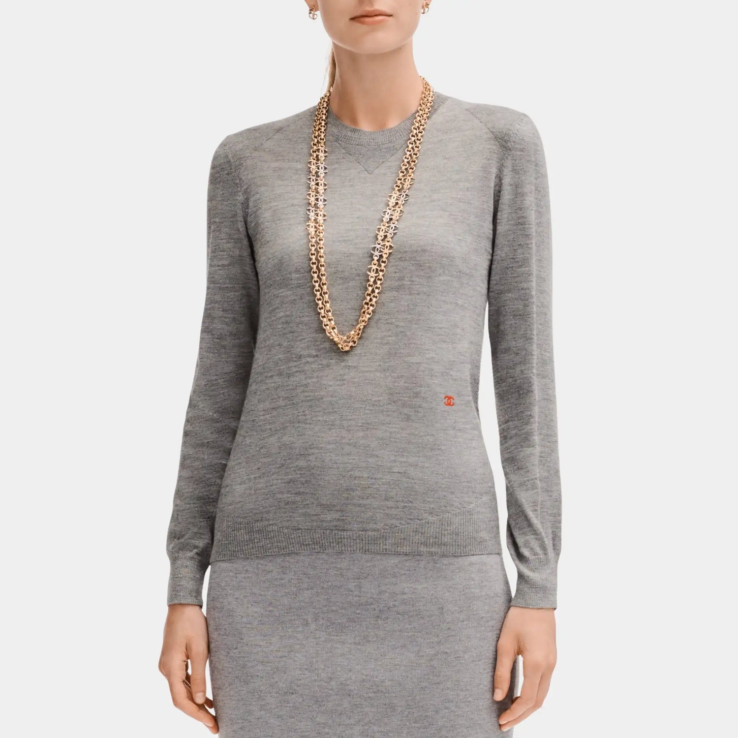 Chanel Grey Sweater in Cashmere and Silk, Front