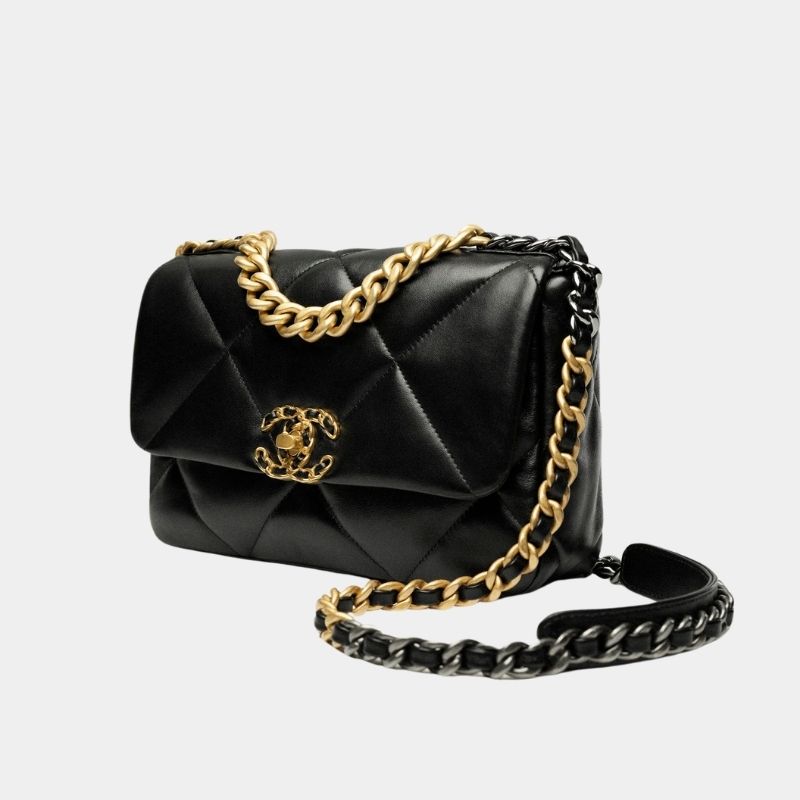 Chanel 19 Handbag Fall-Winter 2024/25 Pre-Collection, Black, Side View