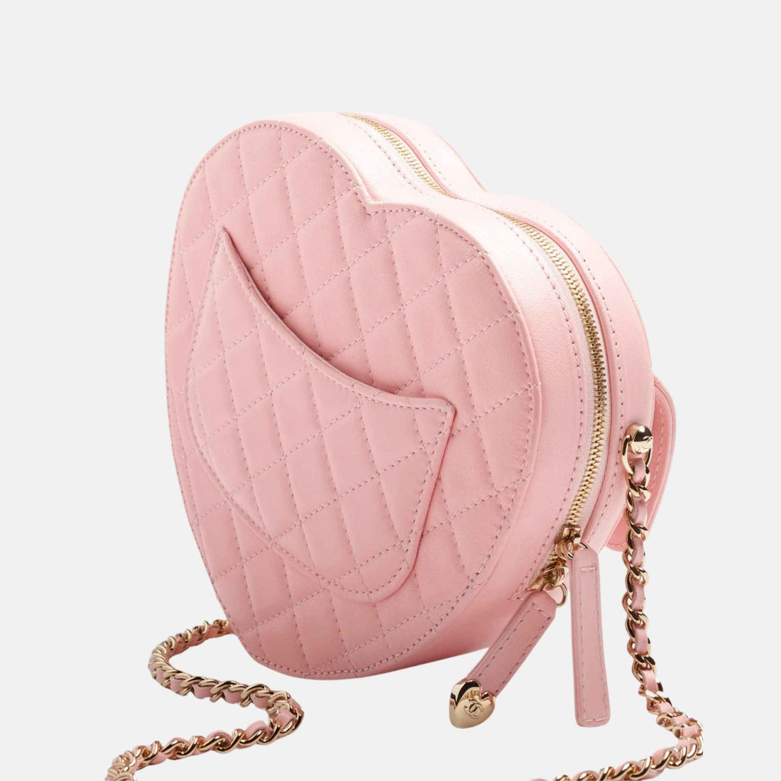 حقيبة Chanel على شكل قلب من جلد الحمل والمعدن الذهبي، الخلف