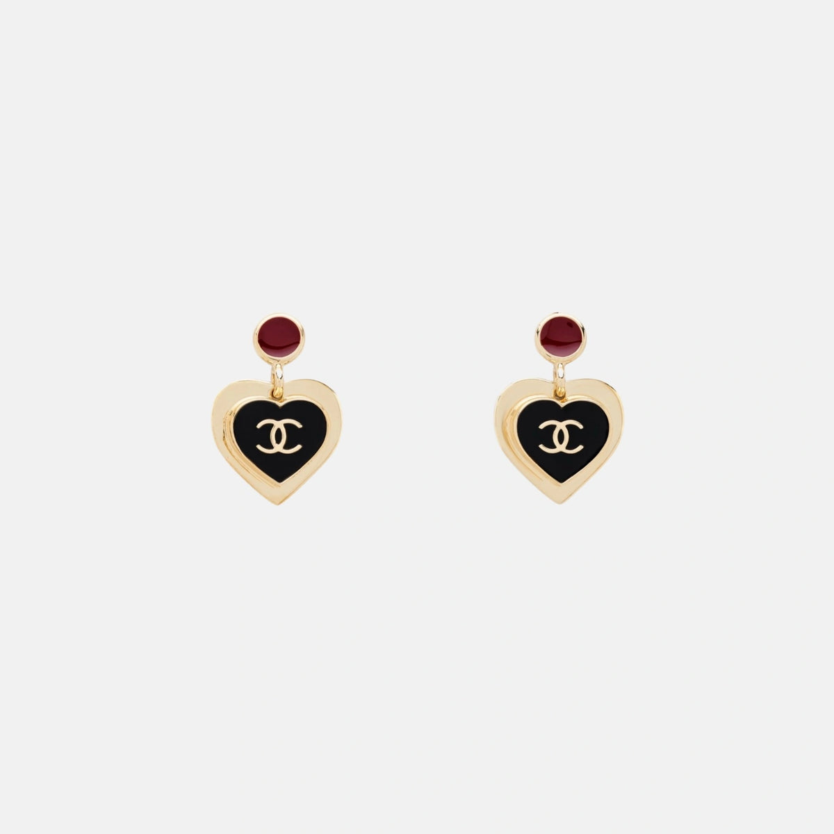 Heart Pendant Earrings in Metal and Resin